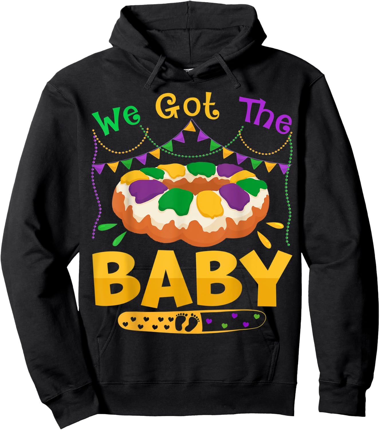 We Got The Baby Mardi Gras Pregnancy Announcement Funny Hoodie - Hoodie | Black