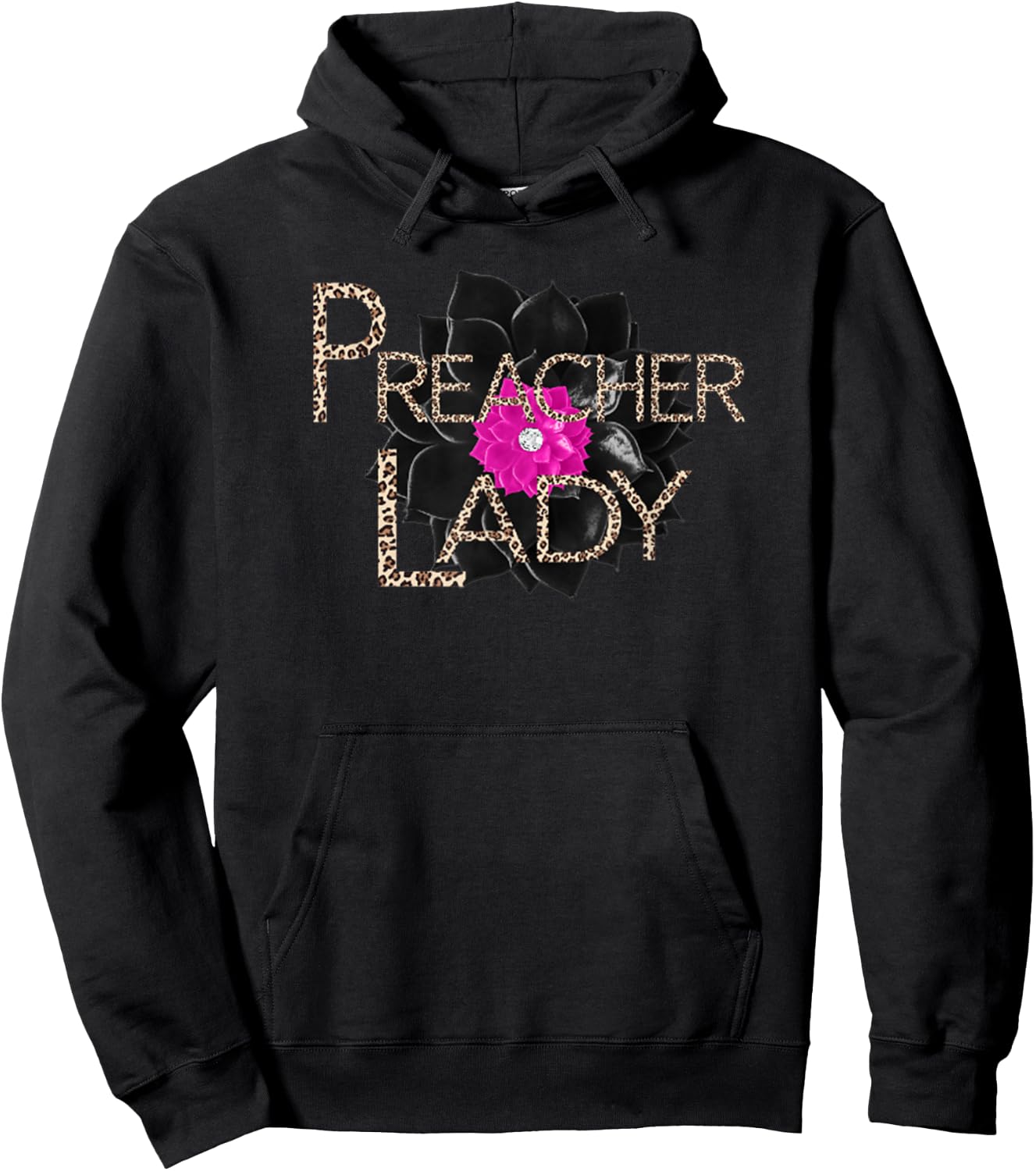 Women's Preacher Lady Leopard Black Pink Female Minister Hoodie - Hoodie | Black