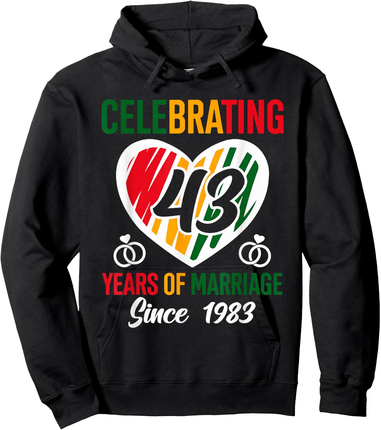 43 Years of Marriage Since 1983 43rd Wedding Anniversary Hoodie - Hoodie | Black