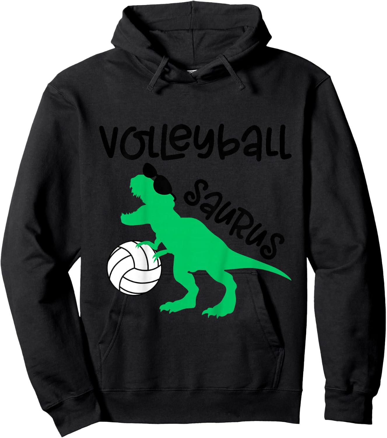 Dinosaur Volleyball Saurus Toddler Boy Biggest Fan Baby Girl Hoodie - Hoodie | Black