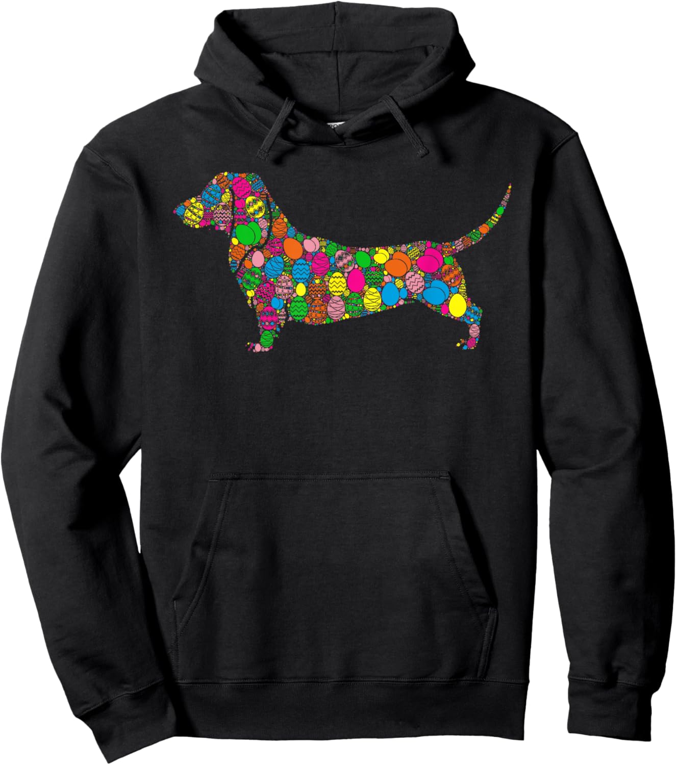 Colourful Egg Dachshund Women Men Children Easter Hoodie - Hoodie | Black