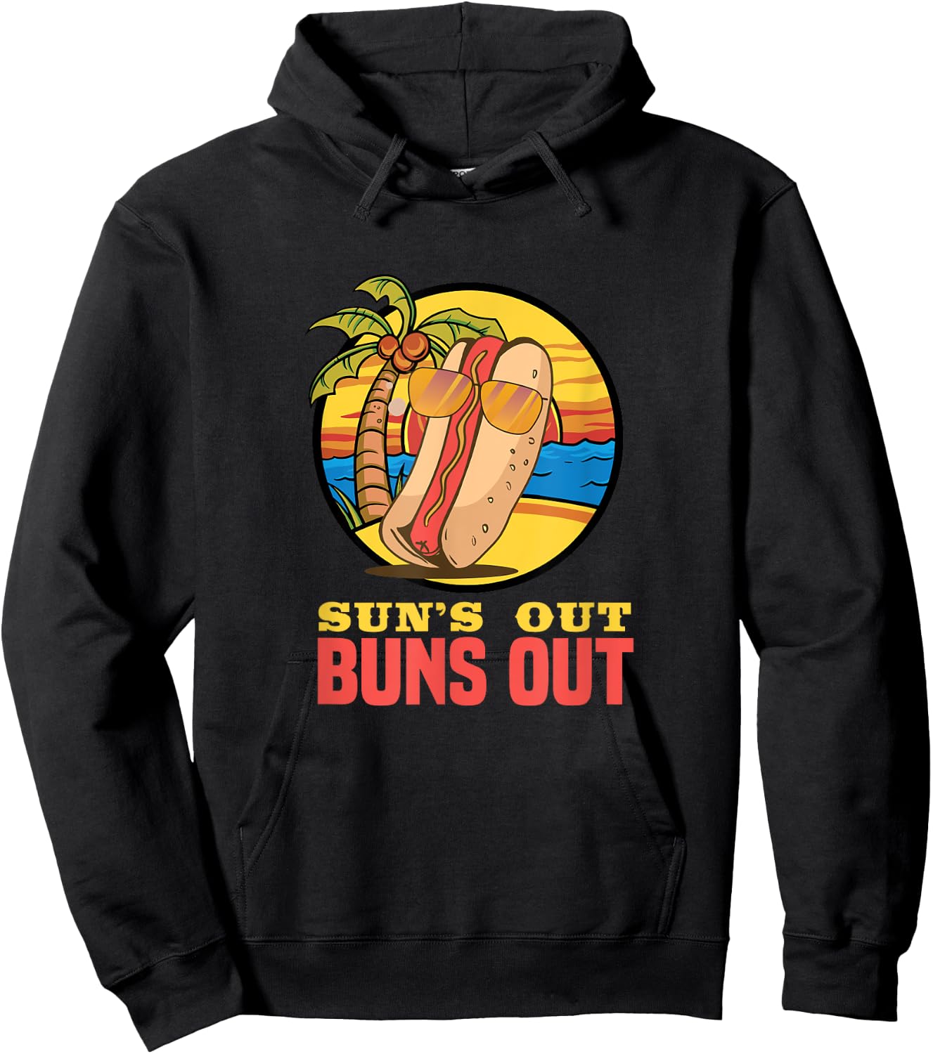 Sun's out buns out hot dog costume Hoodie - Hoodie | Black