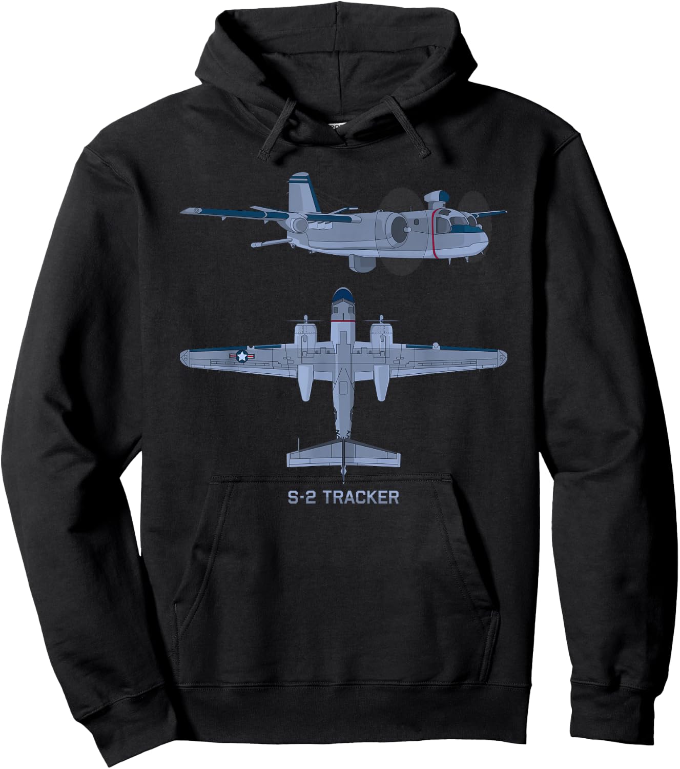 S-2 Tracker Anti-submarine Warfare ASW Aircraft Diagram Hoodie - Hoodie | Black