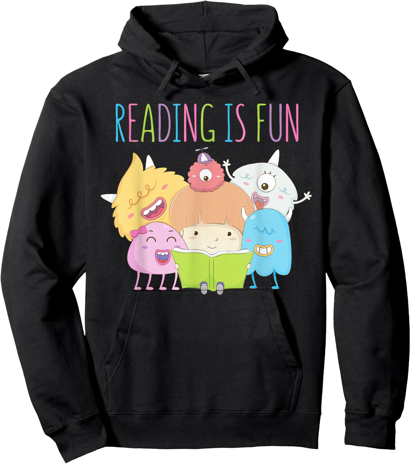 Reading Teacher Reading is Fun Monster Book Lover Fun Kids Hoodie - Hoodie | Black
