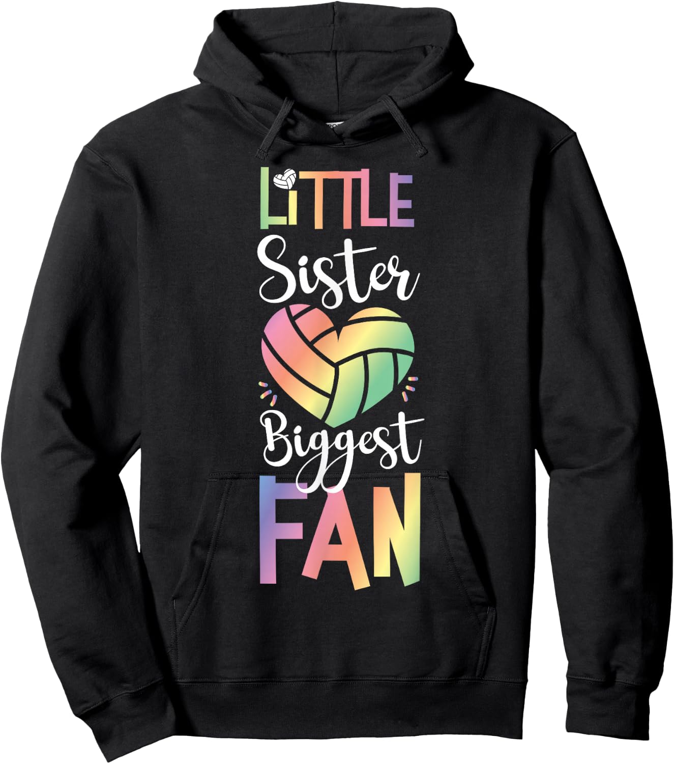 Team Sister Little Sister Biggest Fan Volleyball Player Hoodie - Hoodie | Black
