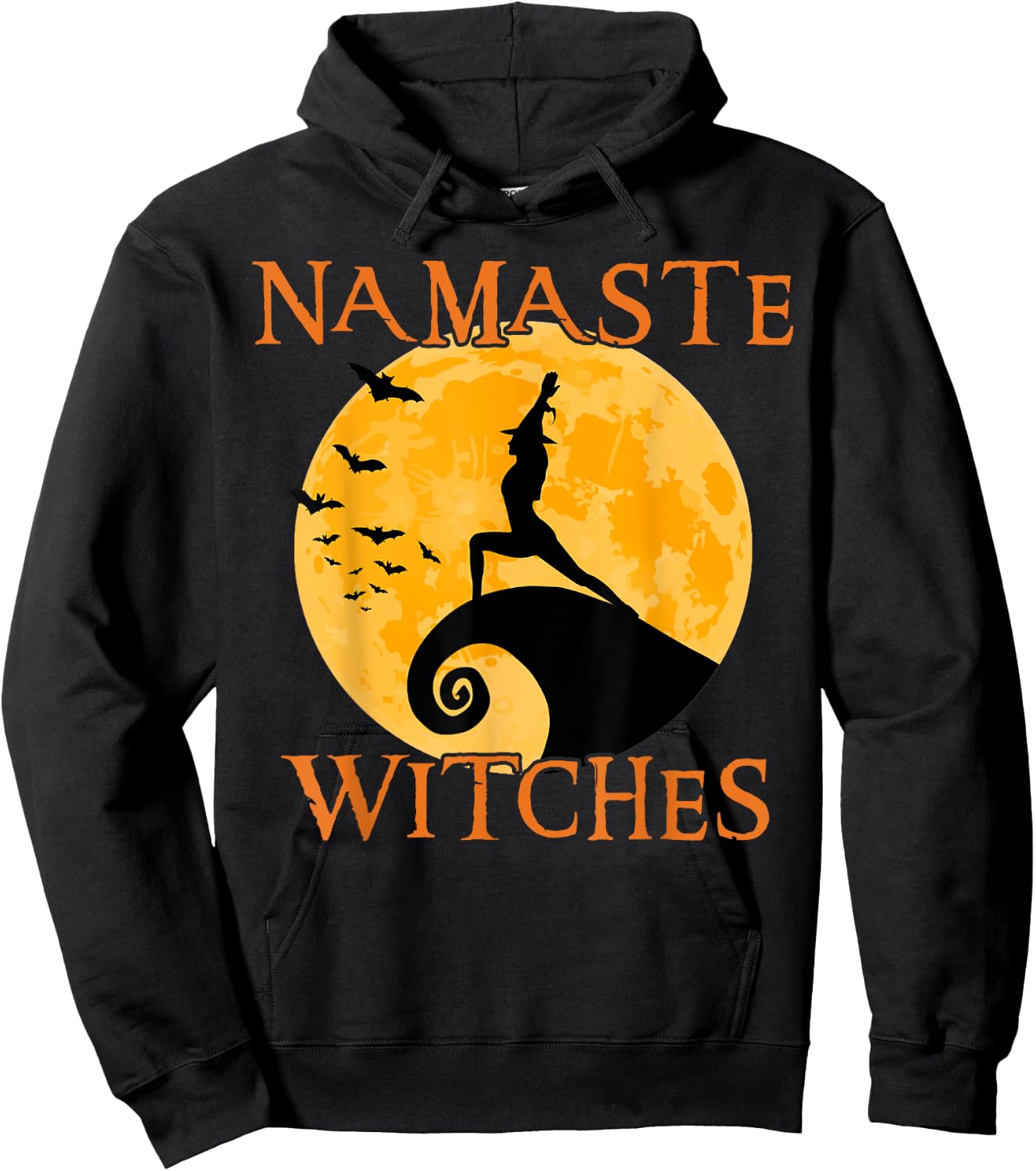 Namaste Witches Yoga Warrior I Pose Halloween Yoga Hoodie - Hoodie | Black