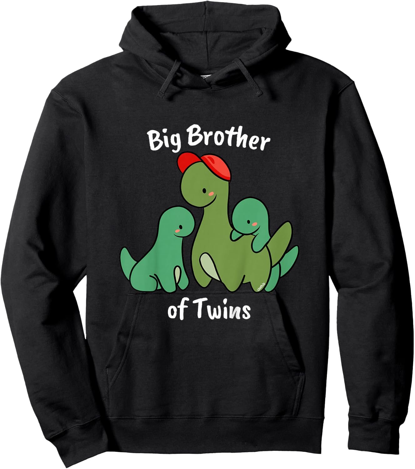 Kids Big Brother of Twins Cute Dinosaur Siblings Hoodie - Hoodie | Black