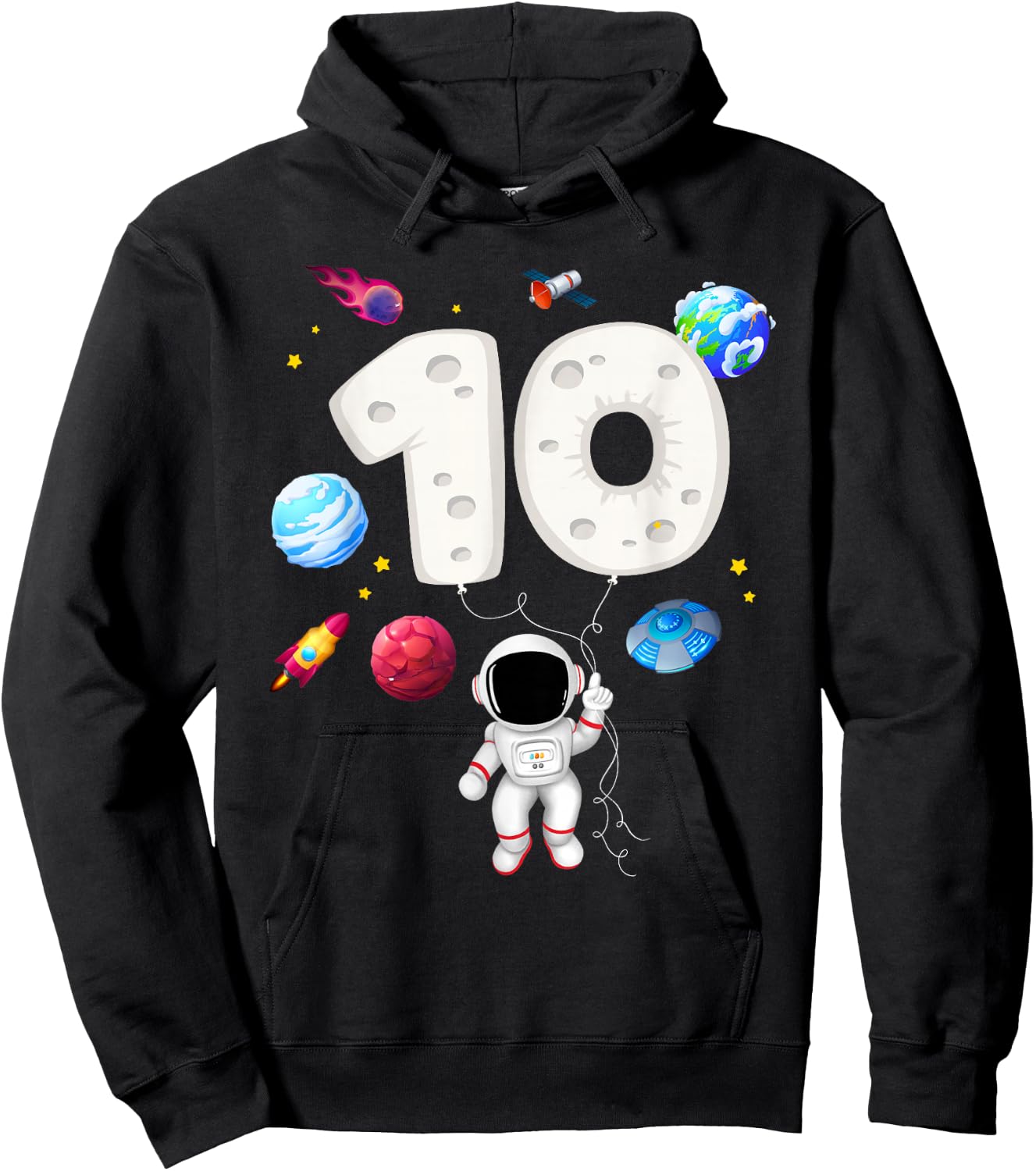 10th Astronaut Birthday Party 10 Years Old Space Costume Hoodie - Hoodie | Black