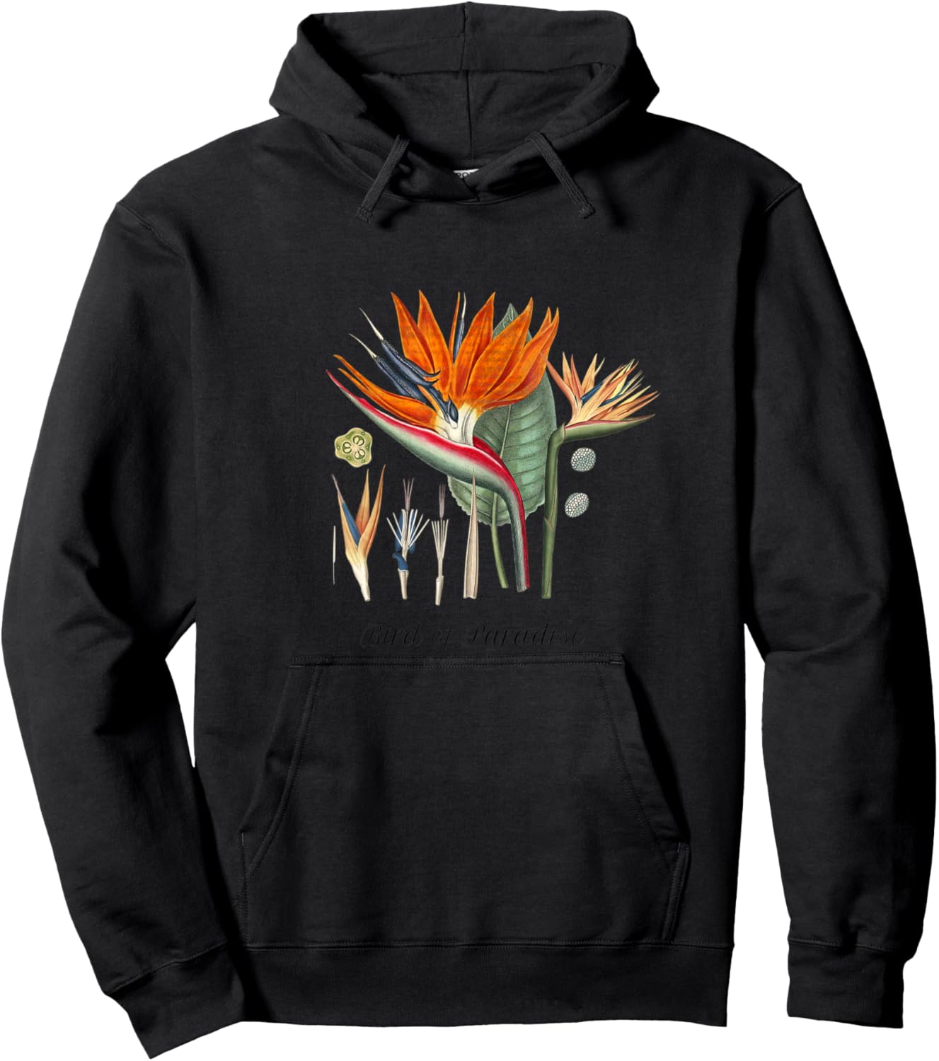 Bird of Paradise Botanical, Tropical Plants Hoodie - Hoodie | Black