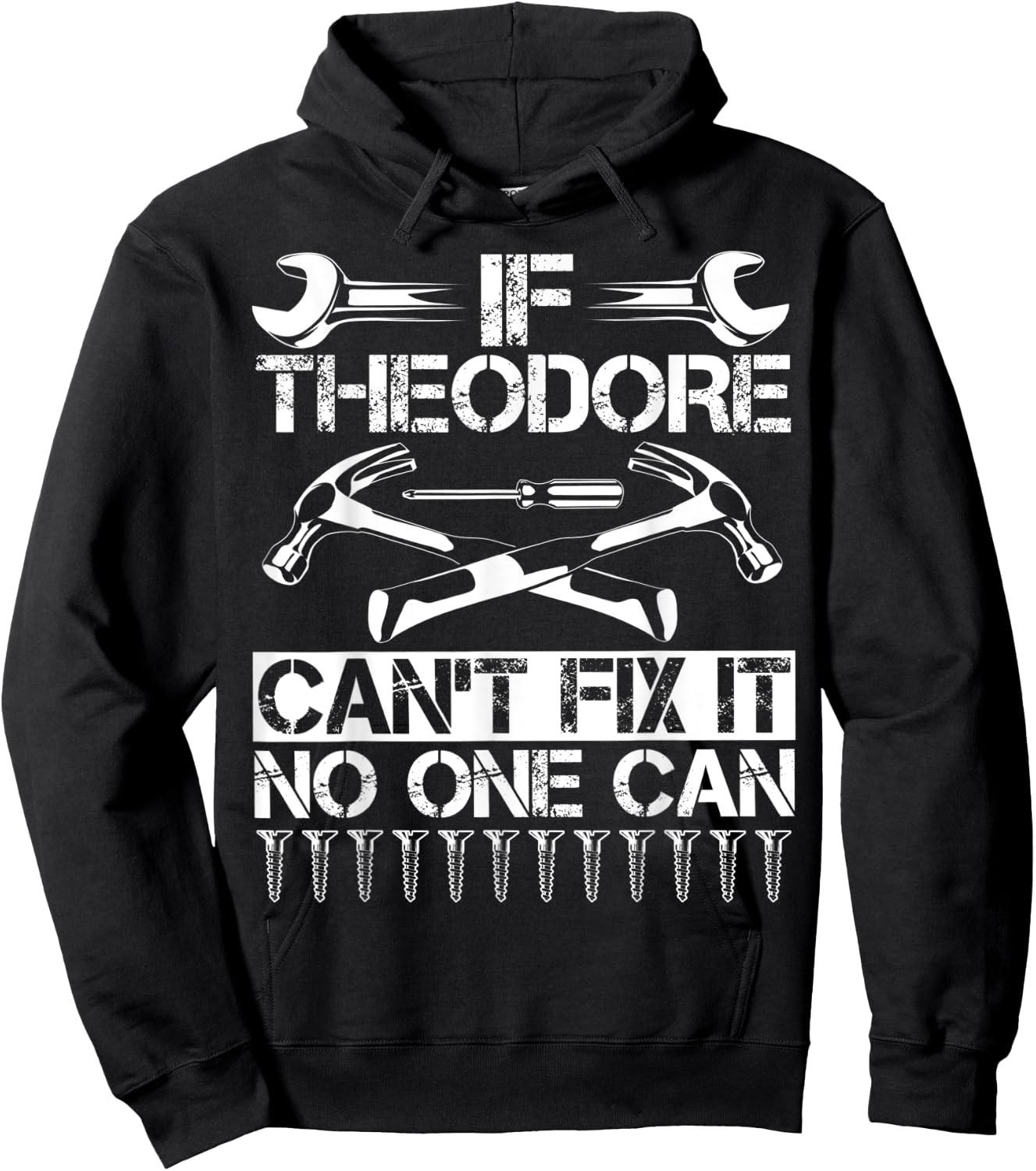 THEODORE Fix It Funny Birthday Personalized Name Dad Gift Hoodie - Hoodie | Black