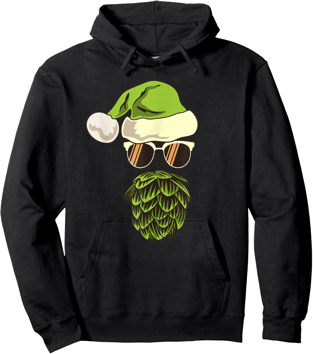 Santa Claus Hat Hop Beard Beer Lover Ugly Christmas Hoodie - Hoodie | Black
