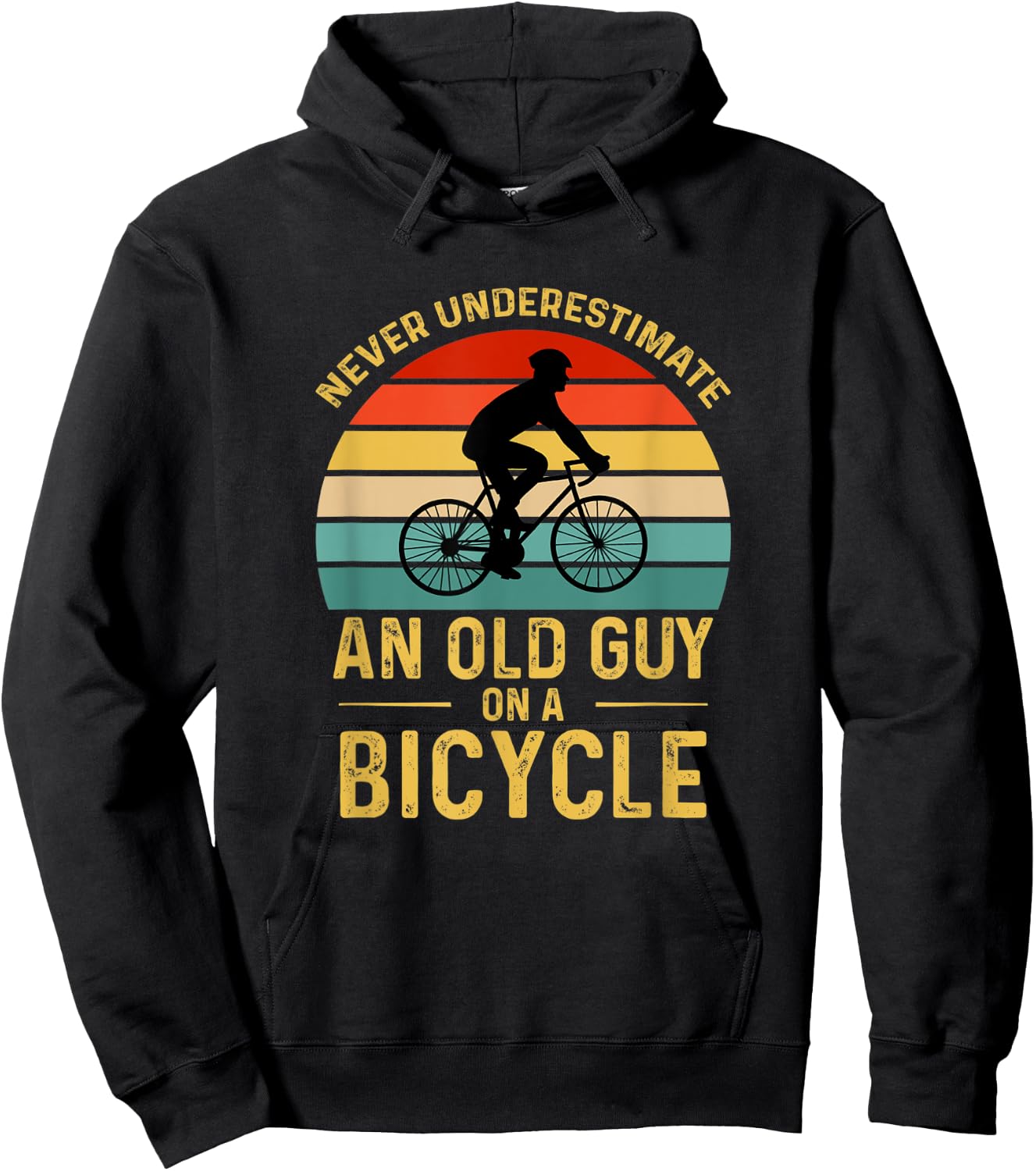 Vintage Never Underestimate An Old Guy On A Bicycle Cycling Hoodie - Hoodie | Black