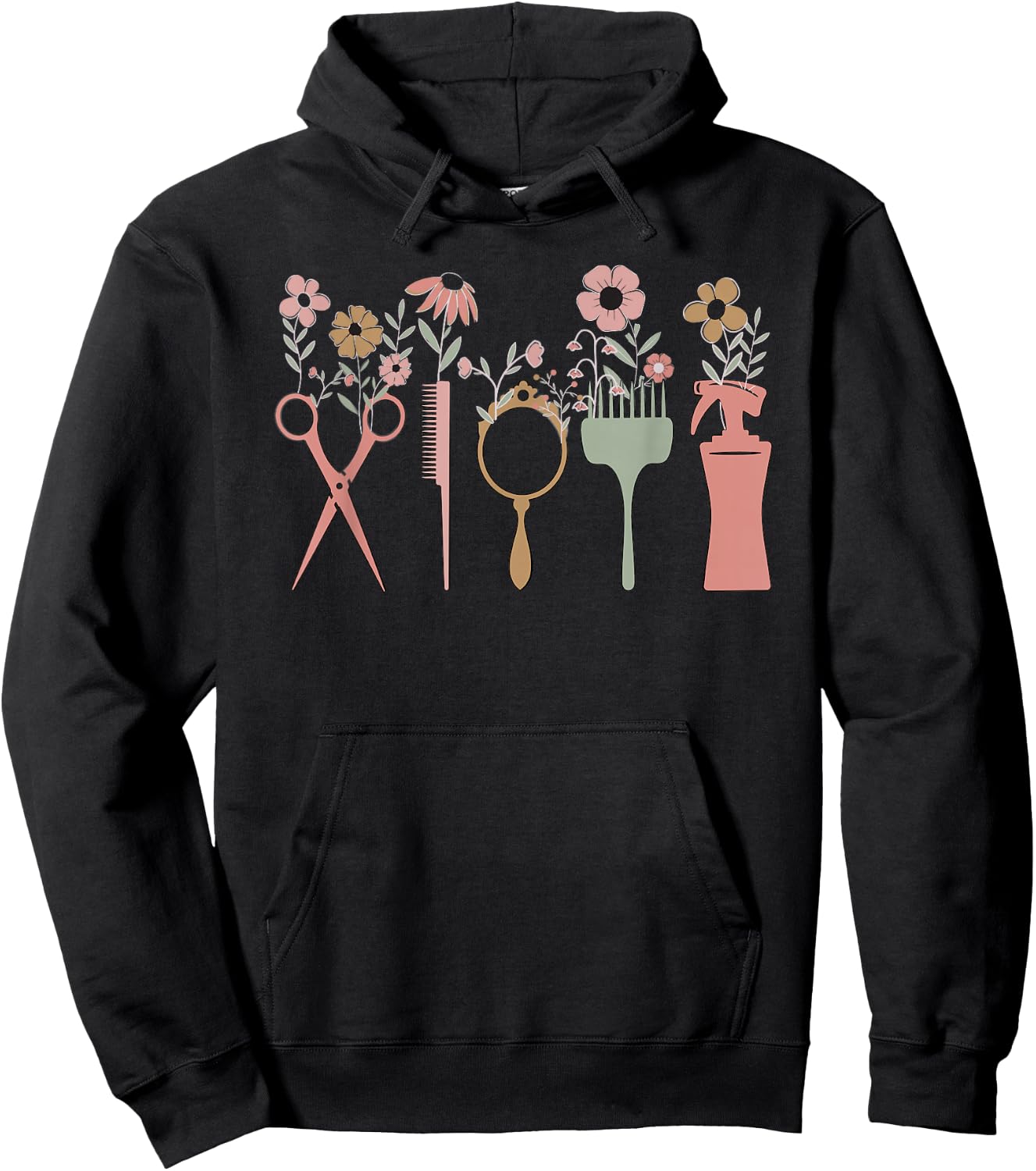 Hair Stylist Hairdresser Floral Salon Hairstylist Men Women Hoodie - Hoodie | Black