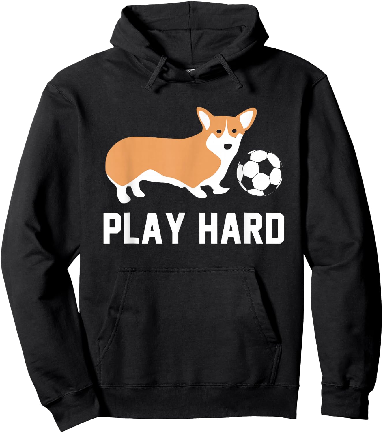 Soccer Corgi Dog Shirt Play Hard Team Sport Ball Gift Women Girls Kids Hoodie - Hoodie | Black