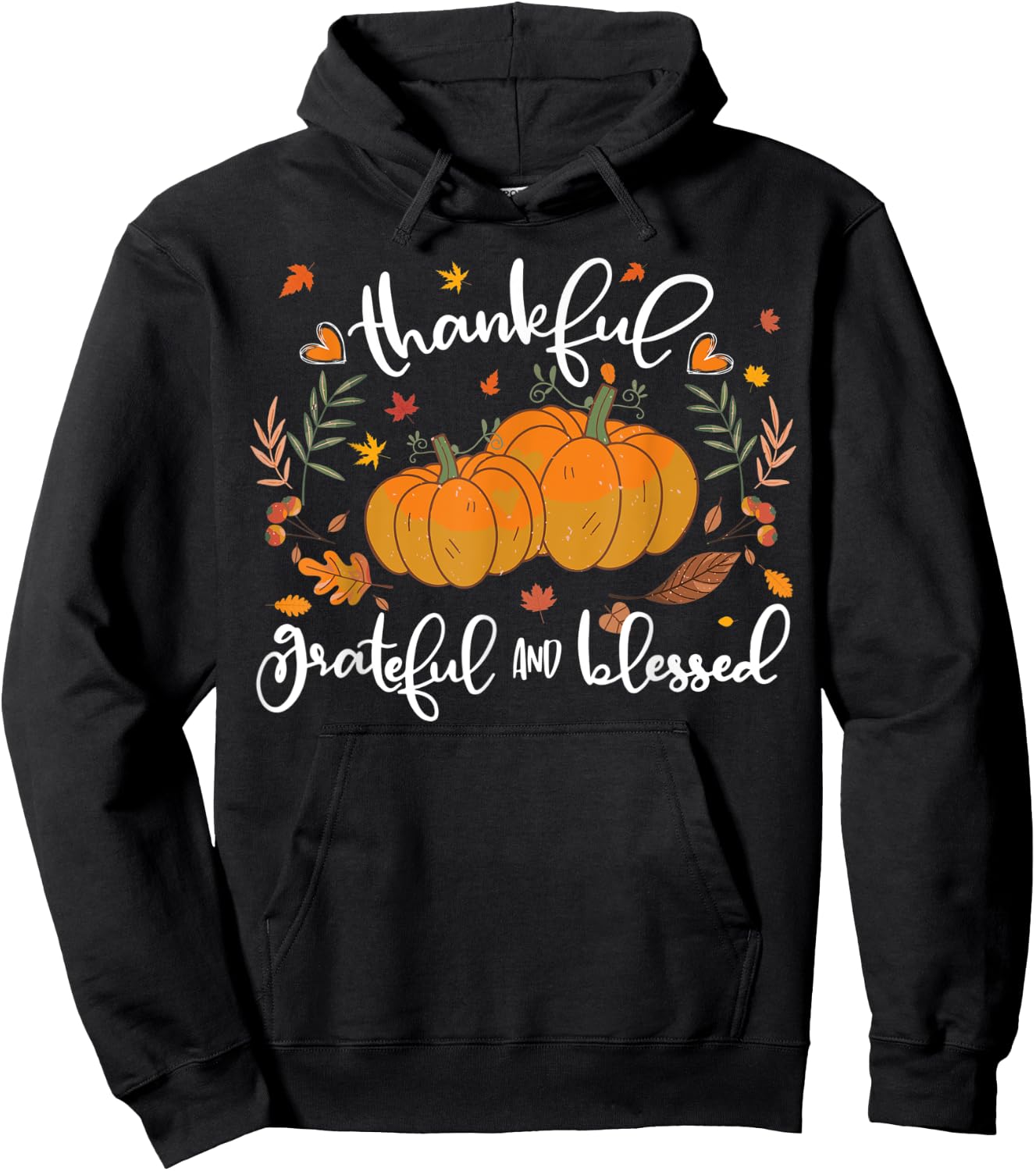 Thankful Grateful Blessed Shirt Halloween Pumpkin Hoodie - Hoodie | Black