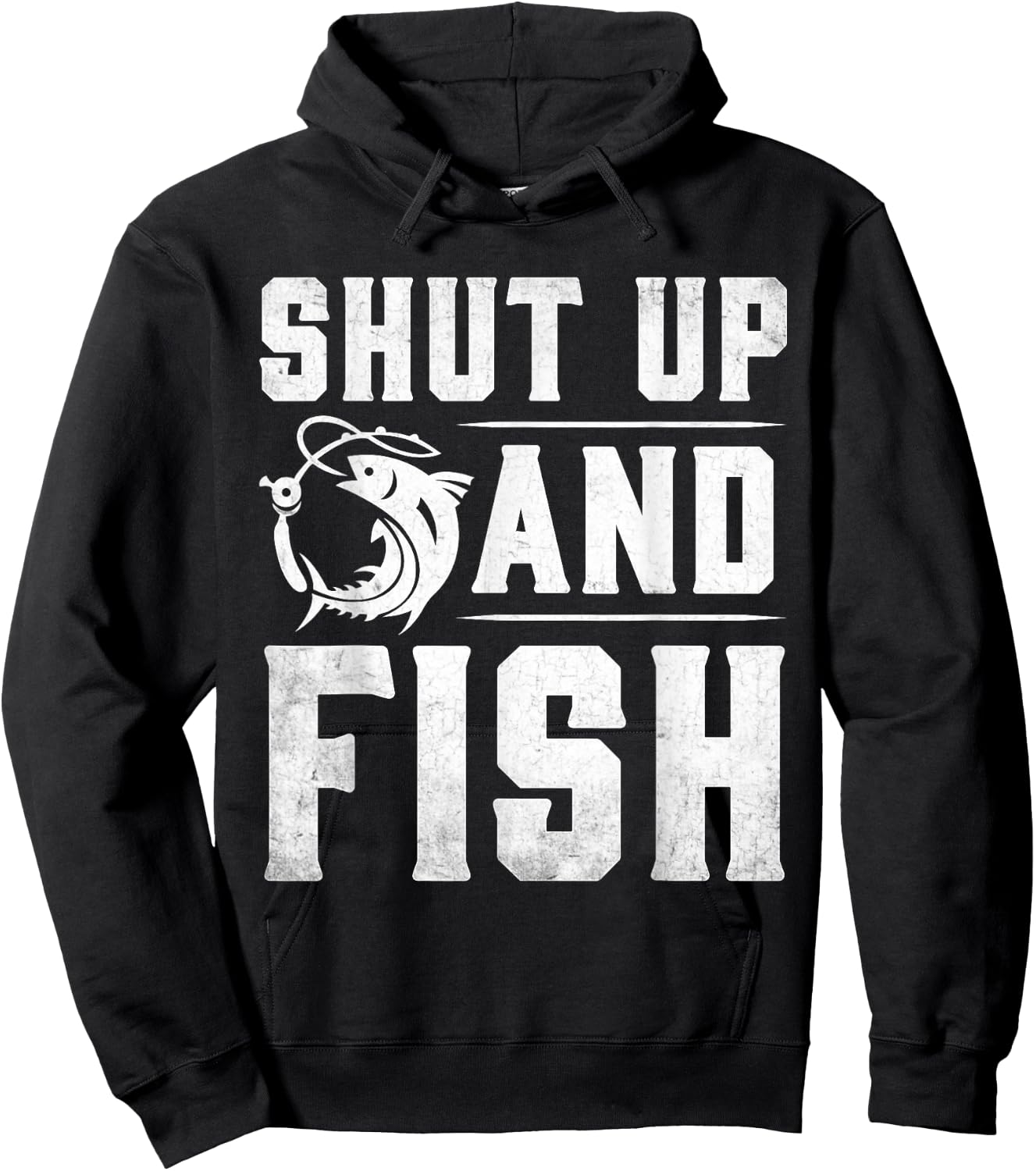 Shut Up And Fish Funny Bass Fishing Fisherman Hoodie - Hoodie | Black