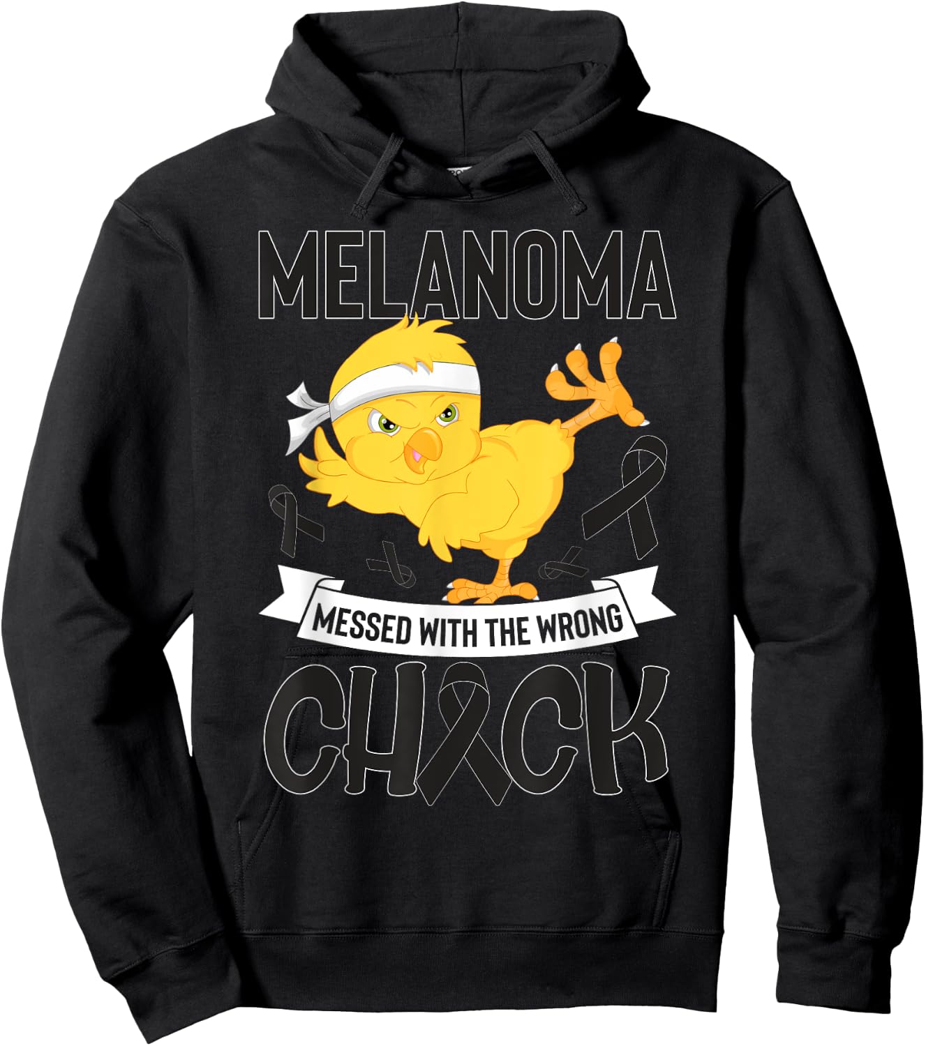 Skin Cancer Messed With The Wrong Chick Warriors Fighters Hoodie - Hoodie | Black