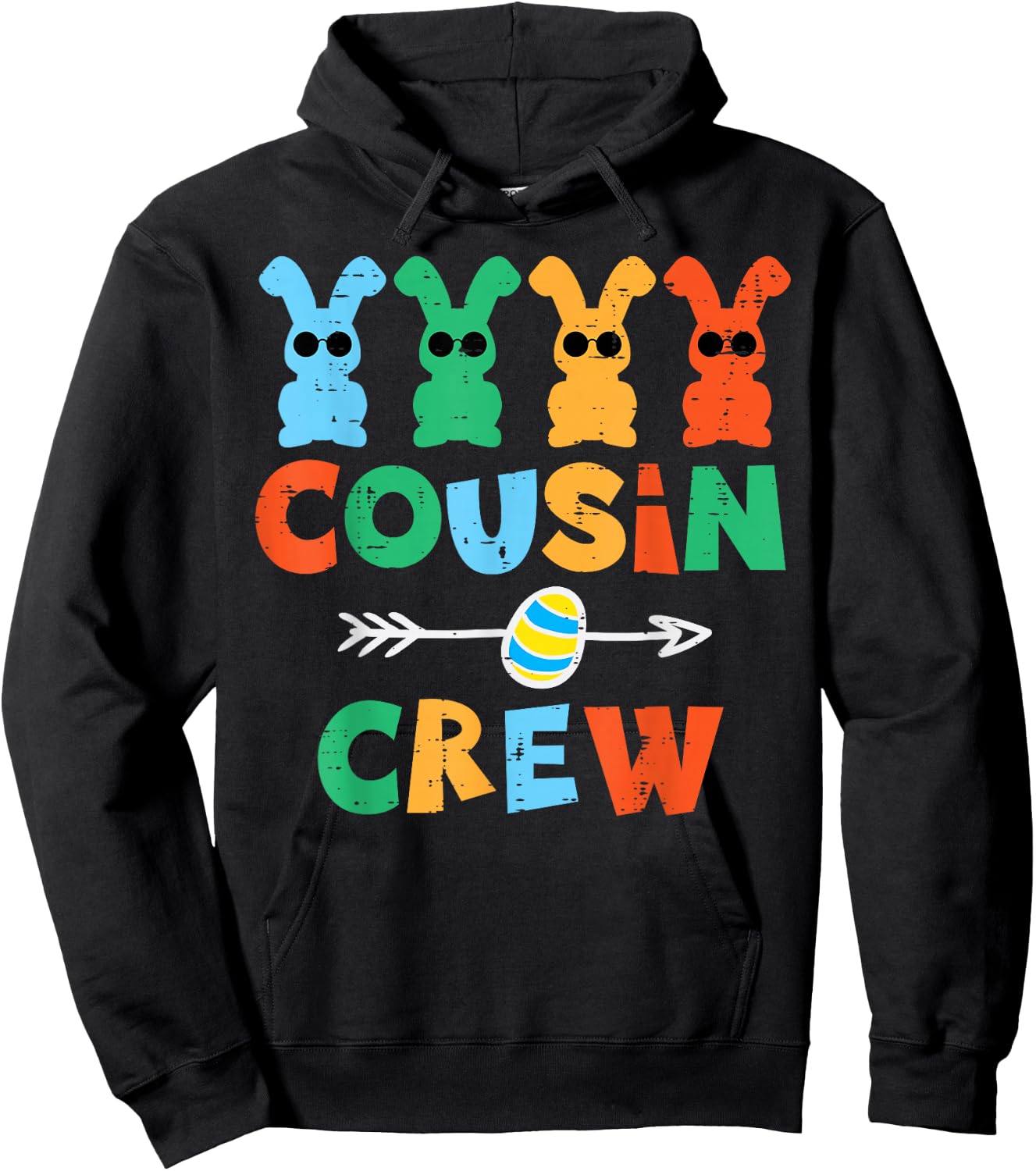 Cousin Crew Easter Bunnies Cute Rabbit Boys Kids Toddler Hoodie - Hoodie | Black