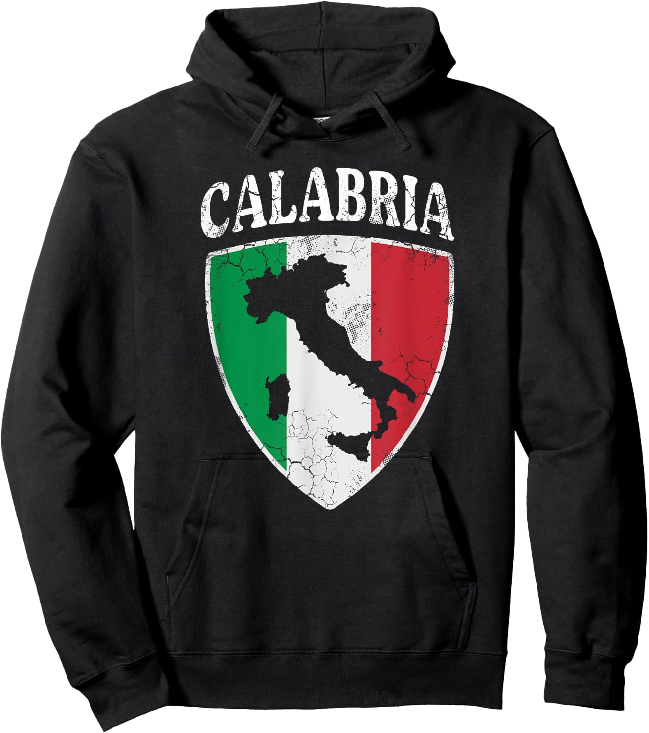 Calabria Italia Flag Crest Italy Italian Vintage Distressed Hoodie - Hoodie | Black