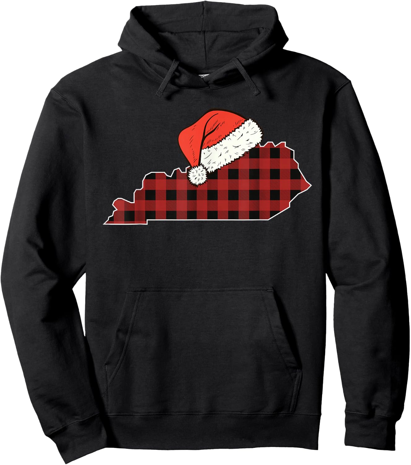 Kentucky Plaid Christmas Santa Hat Holiday Matching Design Hoodie - Hoodie | Black
