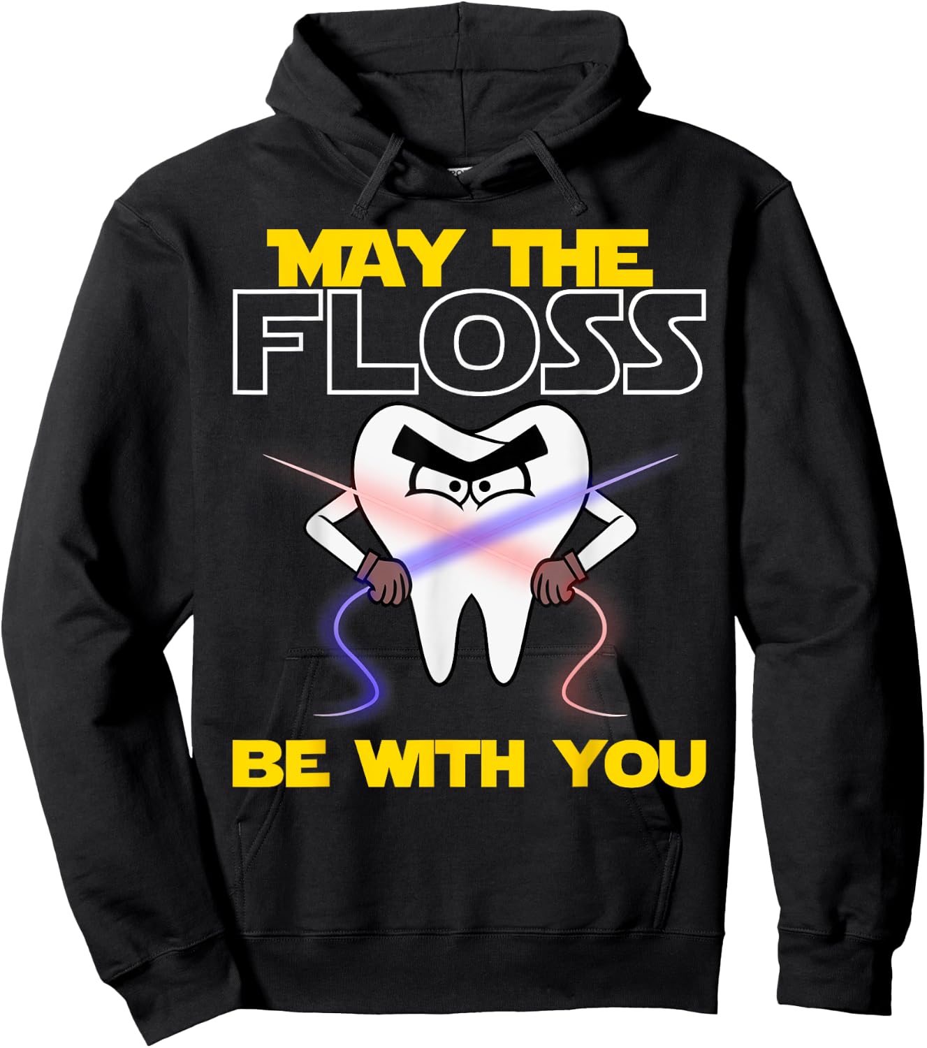 May The Floss Be With You | Funny Dentist Men Women Gift Hoodie - Hoodie | Black