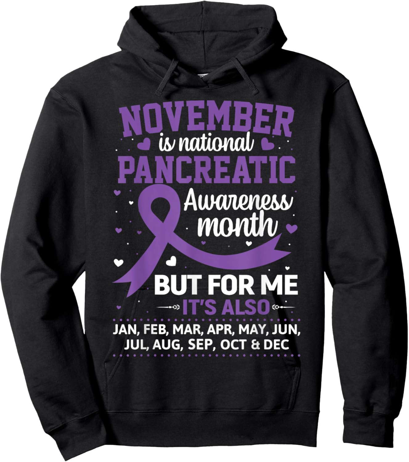 November is Pancreatic Cancer Awareness Purple Ribbon Hoodie - Hoodie | Black
