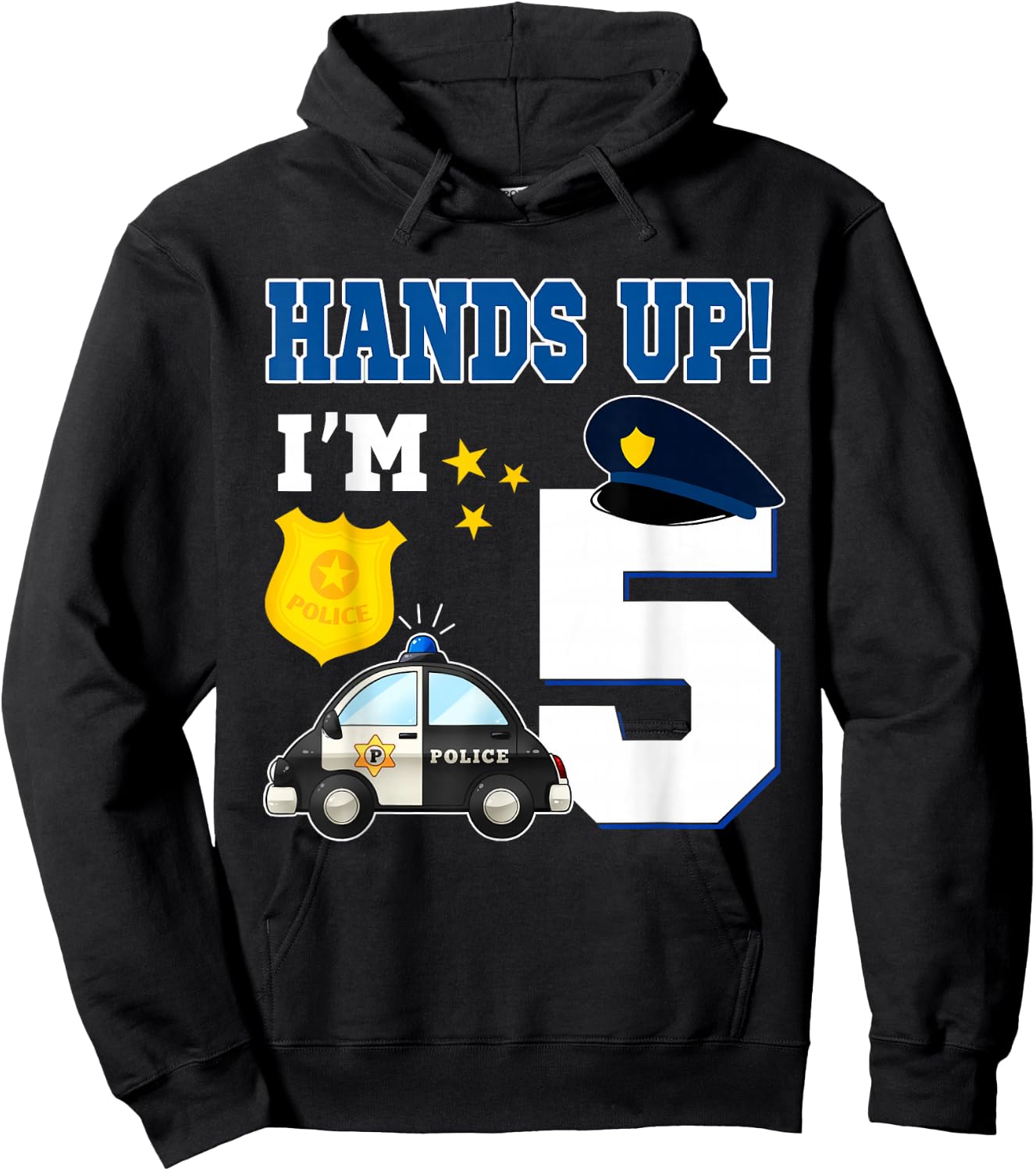 5th Birthday Policeman Boy 5 Year Old Police Officer Hoodie - Hoodie | Black