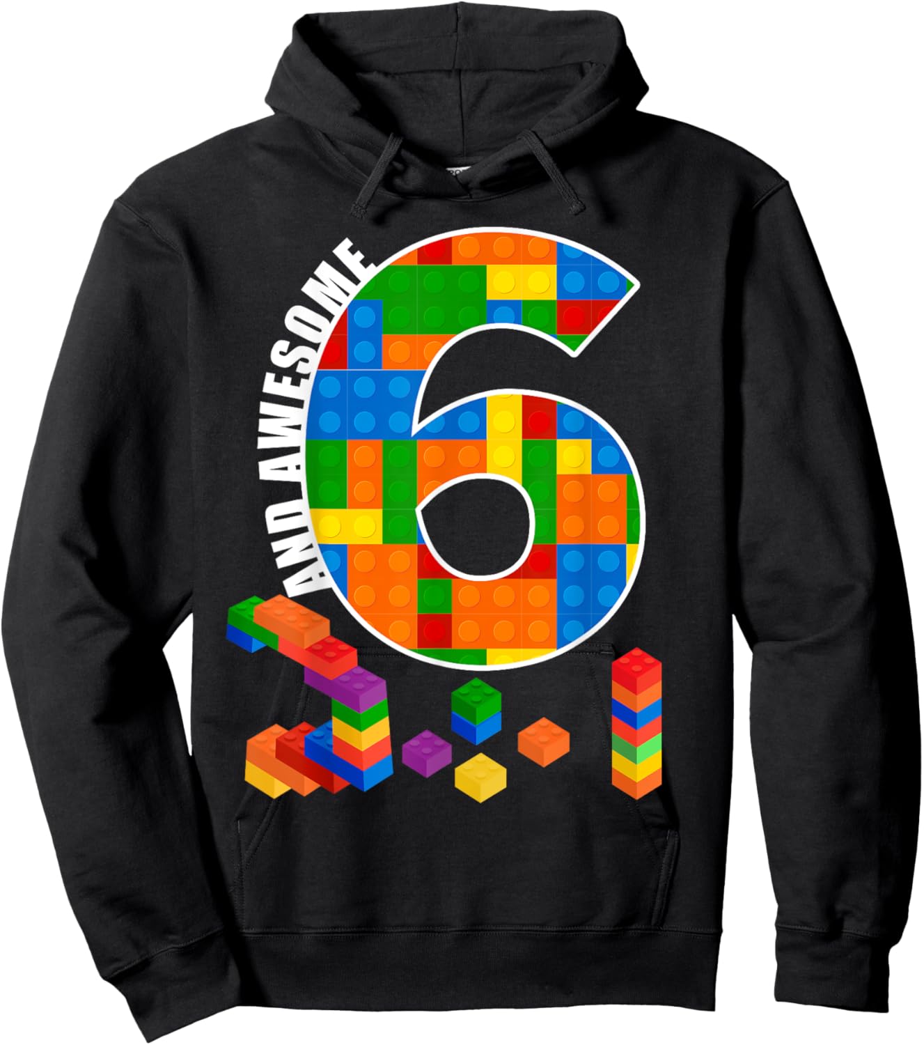Building Blocks Bricks 6 Years Old Awesome Birthday Boy Hoodie - Hoodie | Black