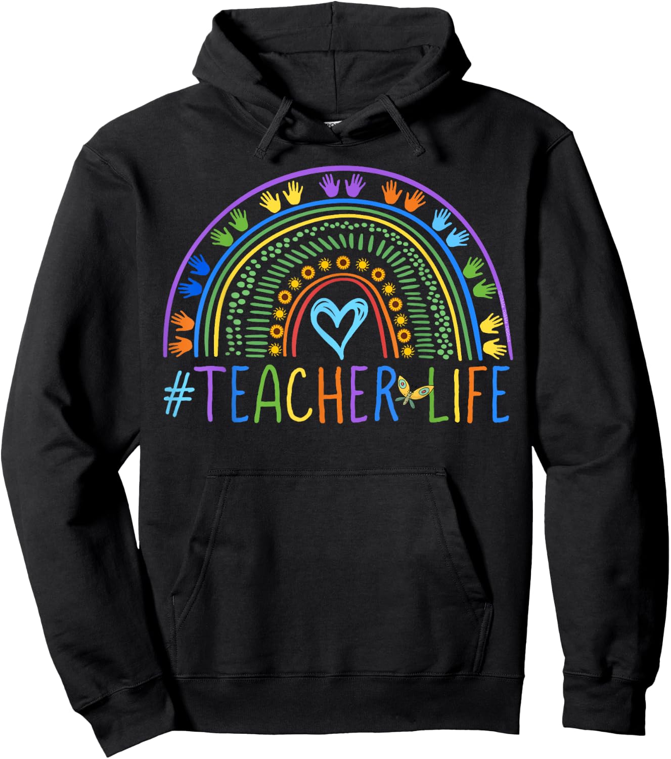 Little Hands Teacher Life Colorful Rainbow - Teachers Women Hoodie - Hoodie | Black