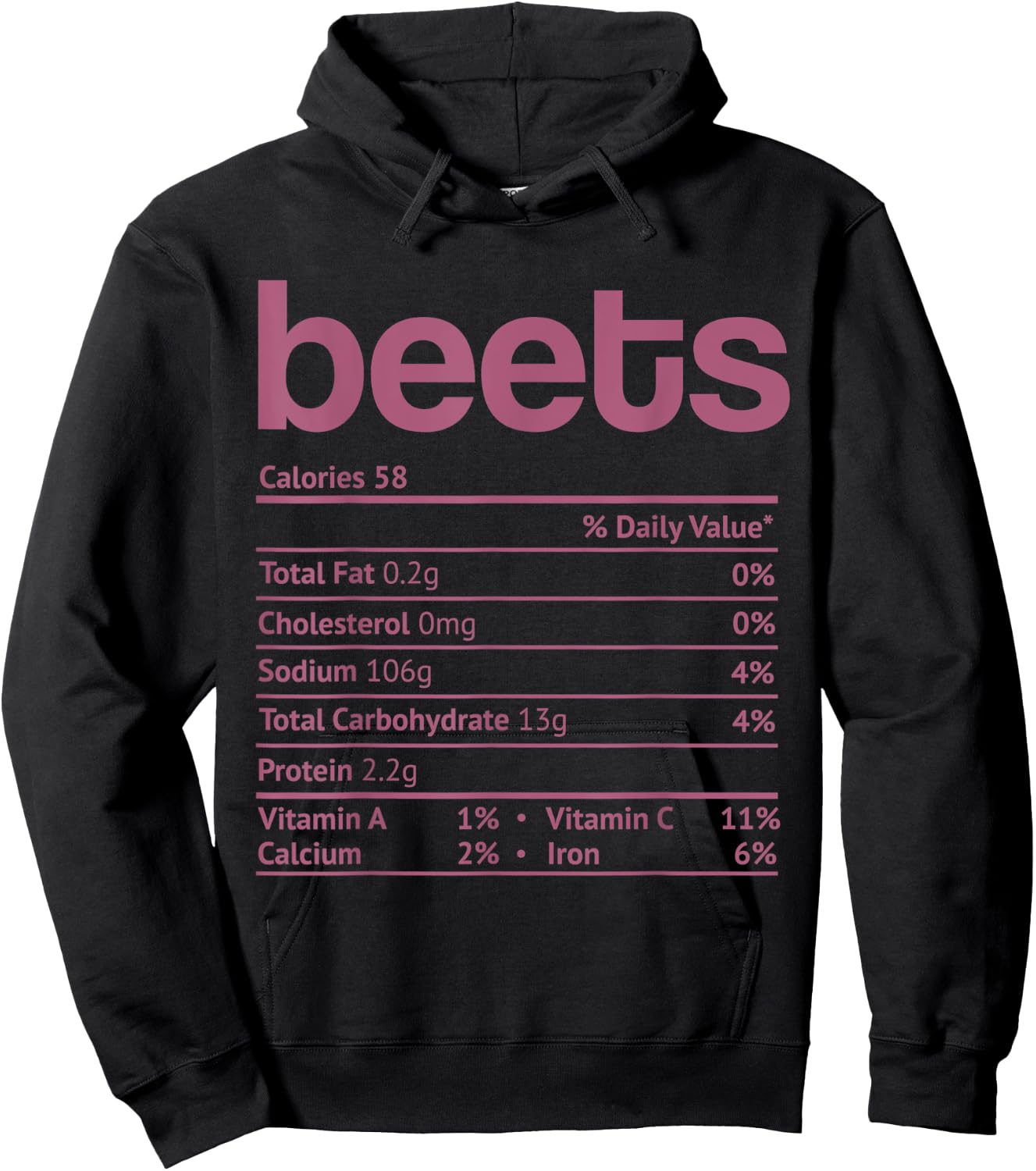 Beets Nutrition Facts Funny Thanksgiving Christmas Food Hoodie - Hoodie | Black