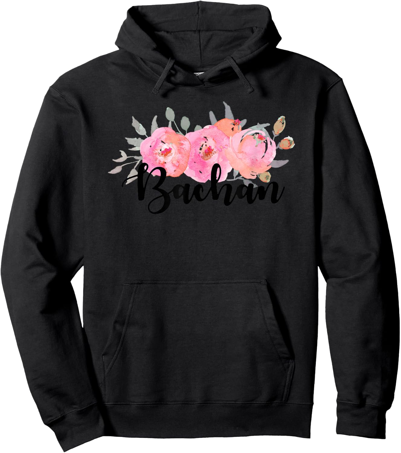 Tomodachi Bachan , Men's Grey Floral , Small, , Short Sleeve Hoodie - Hoodie | Black