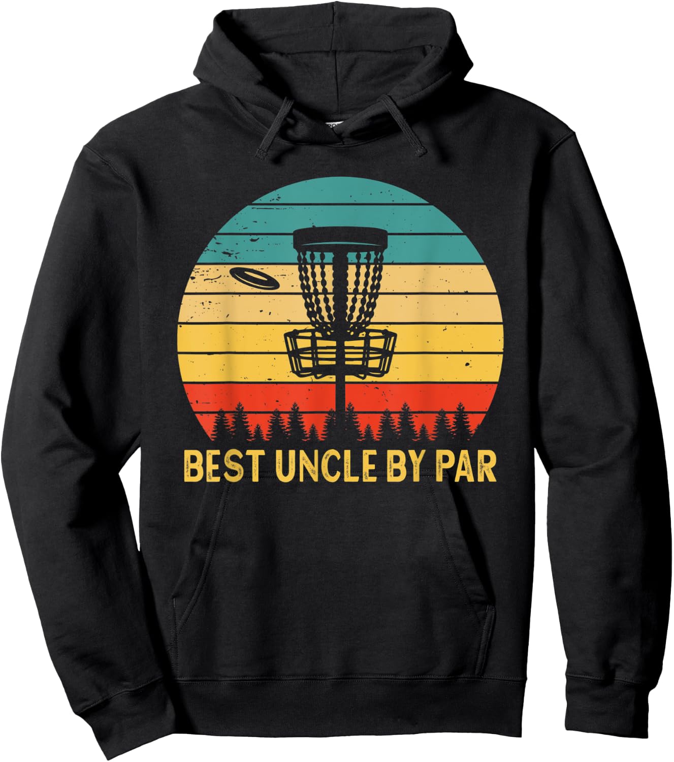 Vintage Best Uncle By Par Disc Golf Funny Father's Day Hoodie - Hoodie | Black