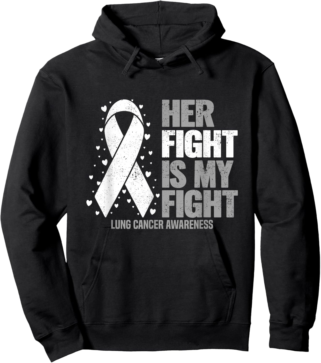Lung Cancer Her Fight is my Fight Lung Cancer Awareness Hoodie - Hoodie | Black