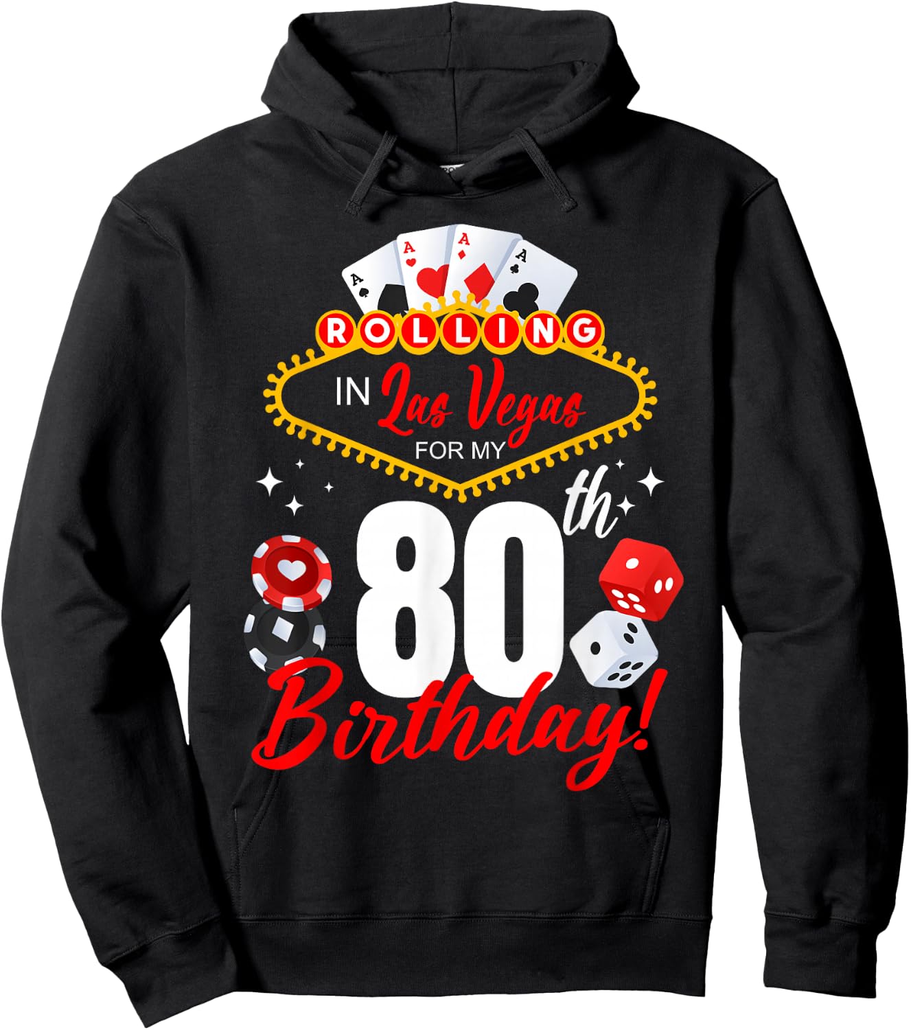 Rolling In Las Vegas 80th Birthday Crew Group Friends 80 Hoodie - Hoodie | Black