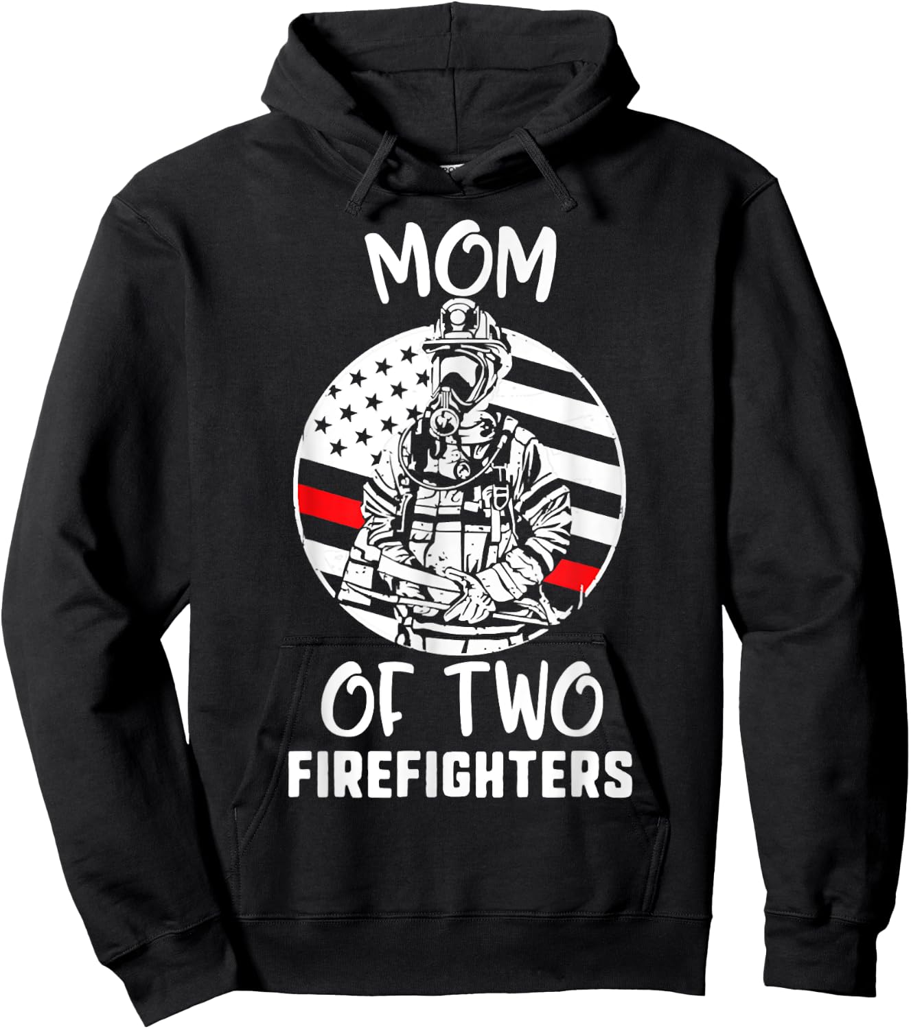 Happy Mothers Day, Mom Of 2 Firefighters USA Flag Proud Men Hoodie - Hoodie | Black