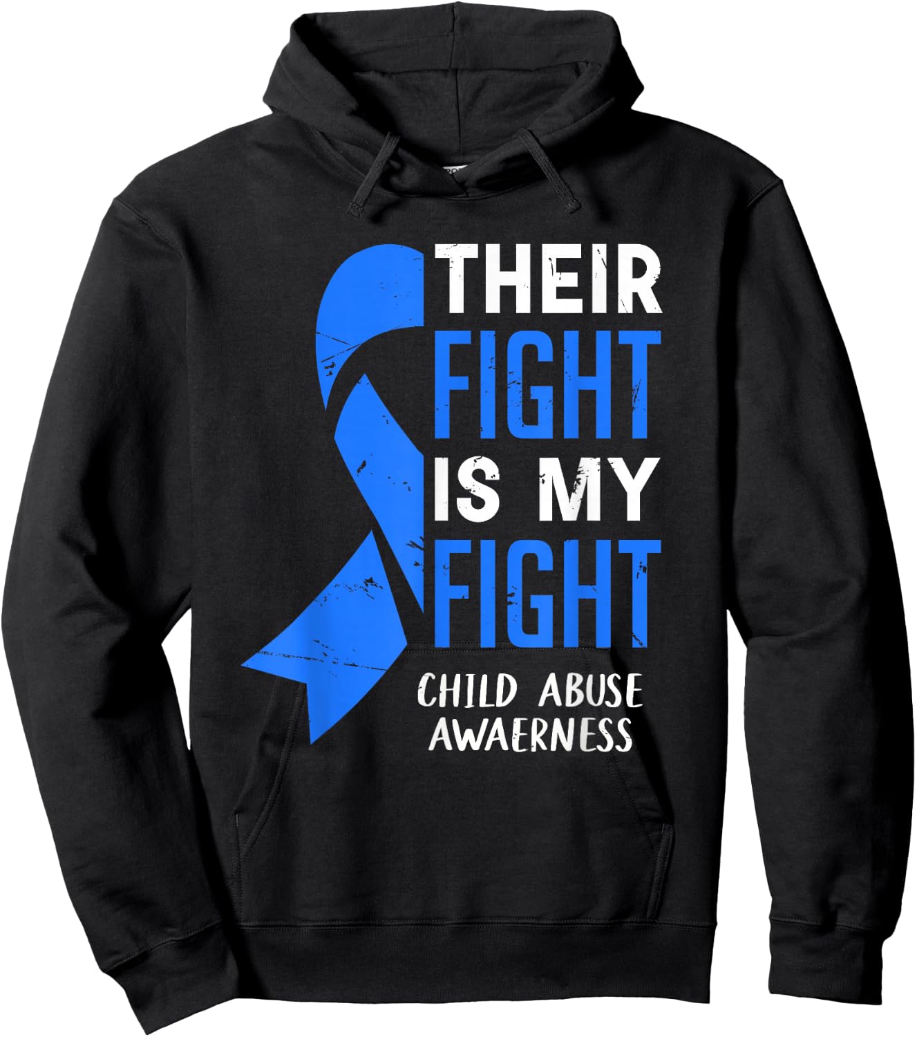 Their Fight My Fight Child Abuse Awareness April Blue Ribbon Hoodie - Hoodie | Black