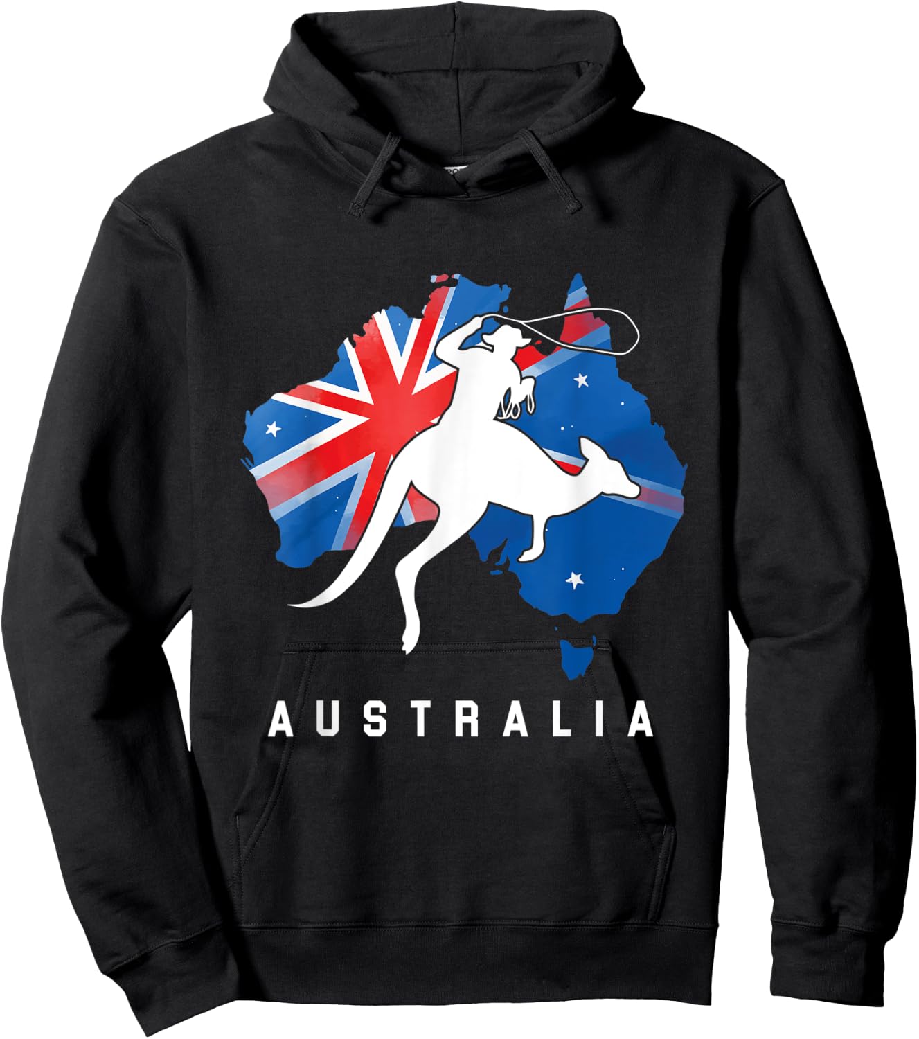 Australian Kangaroo Australia Country Map Cowboy Aussie Hoodie - Hoodie | Black