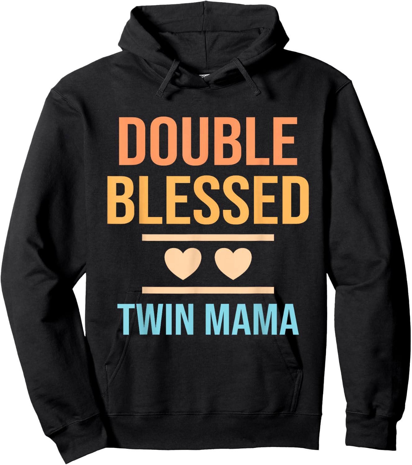 Double Blessed Twin Mama Twin Mom Mother Funny Mother's Day Hoodie - Hoodie | Black