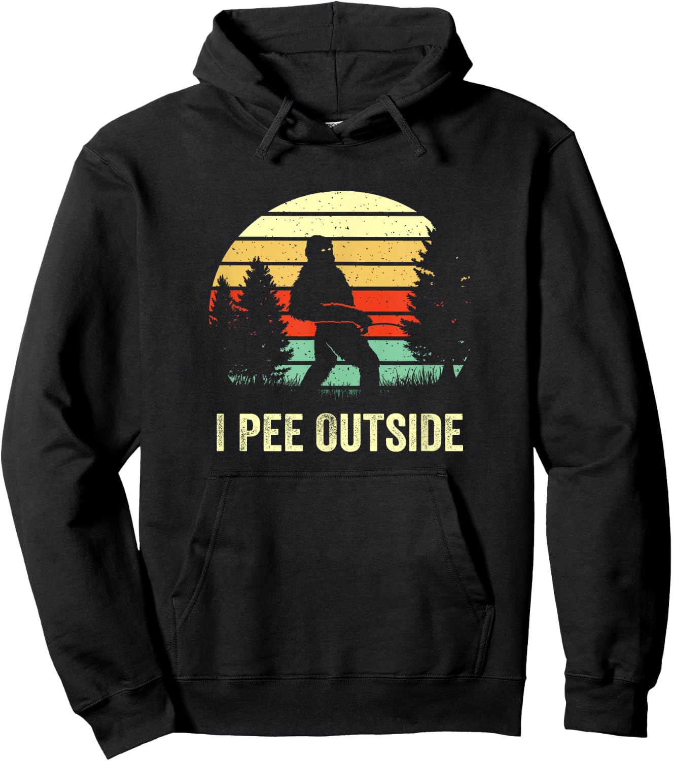 Retro Bigfoot Yeti Silhouette I Pee Outside Sasquatch Gifts Hoodie - Hoodie | Black