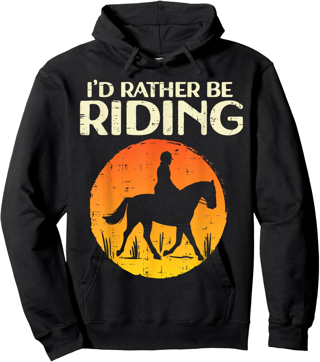 Id Rather Be Riding Susnet Horseback Equestrian Men Women Hoodie - Hoodie | Black