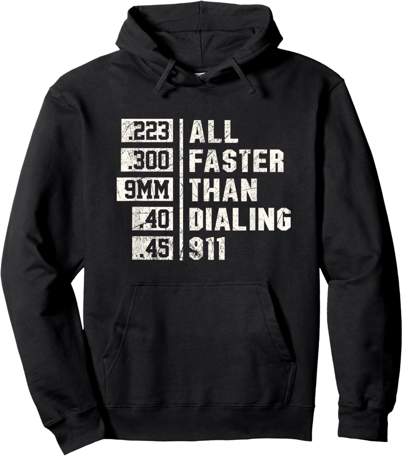 Funny 2nd Amendment 9mm all faster than calling 911 Hoodie - Hoodie | Black