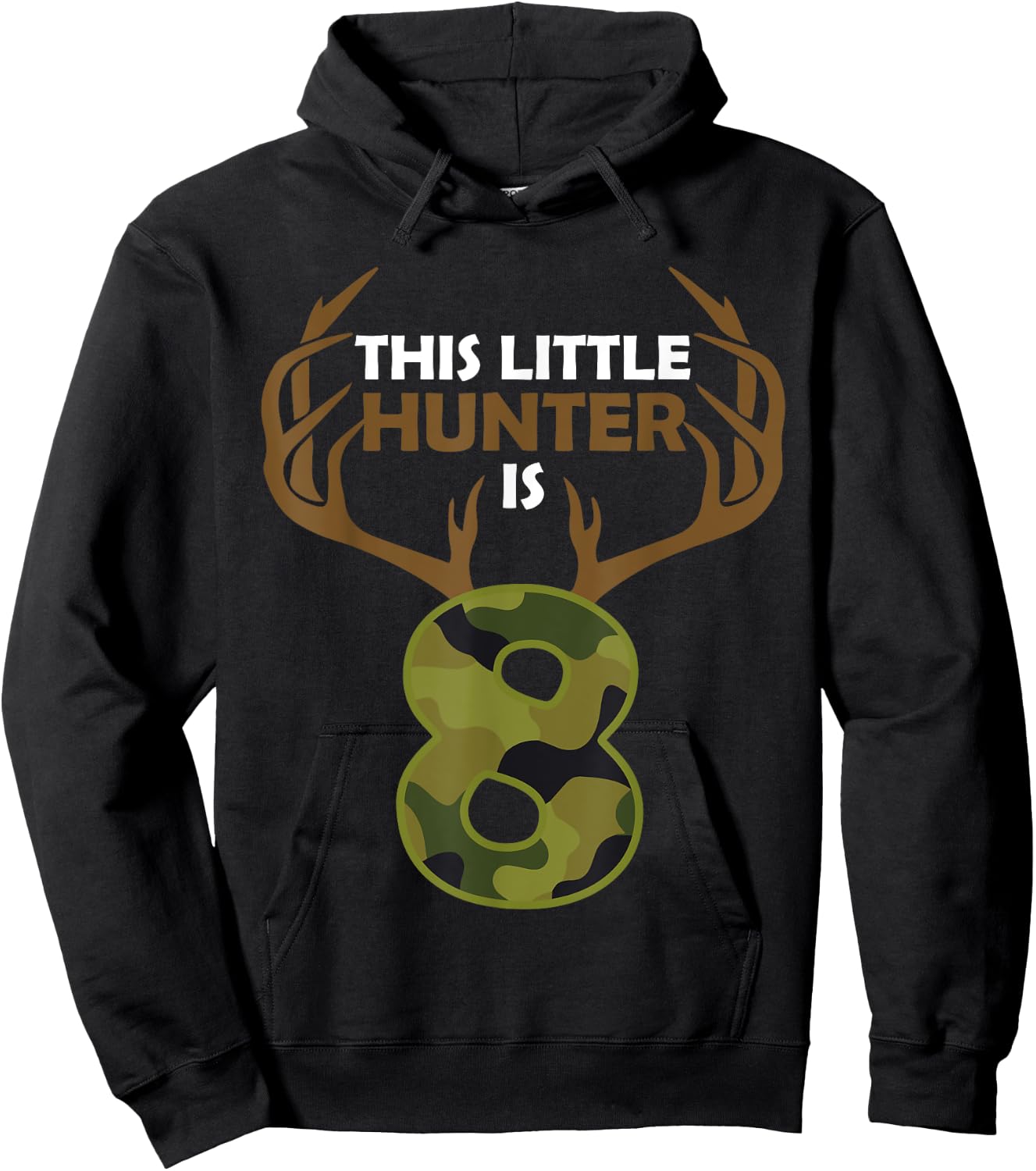Funny 8th Birthday 8 Year Old Deer Hunter Gift Boys Kids Hoodie - Hoodie | Black