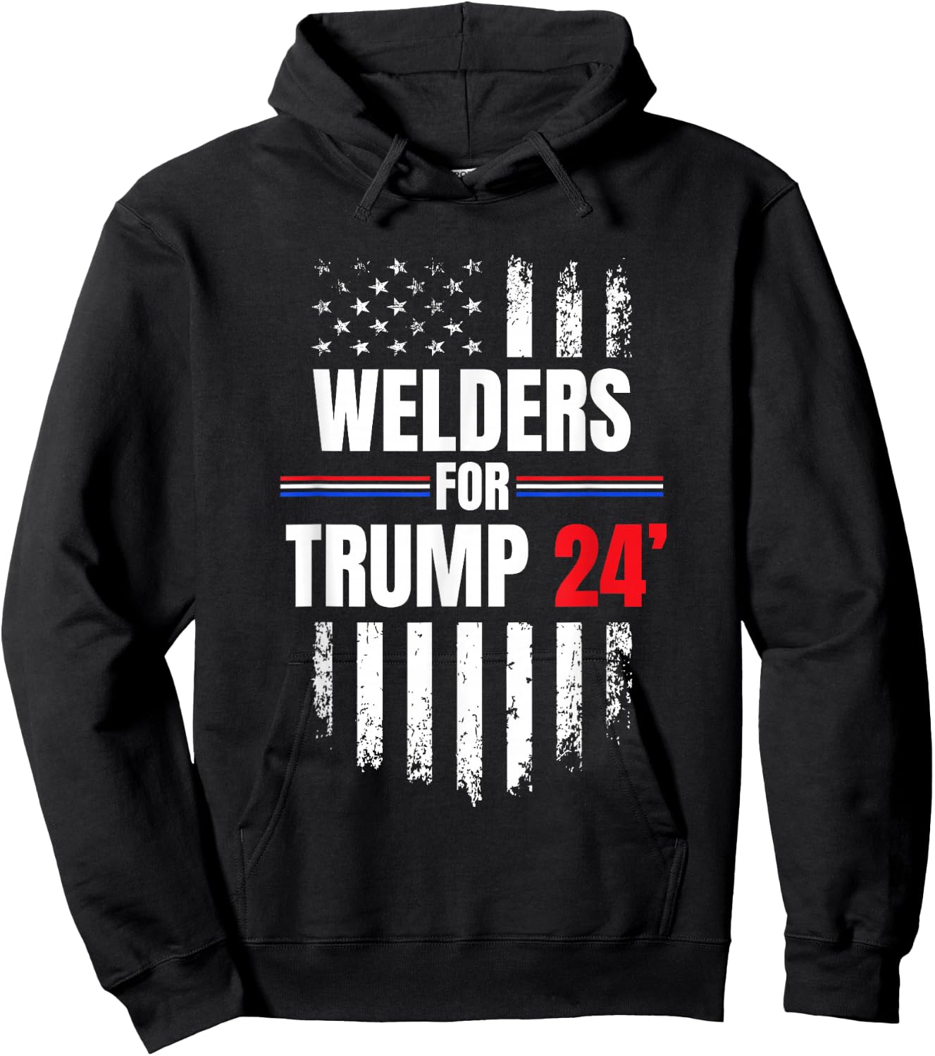 Welders For Trump 2024 American Flag Hoodie - Hoodie | Black