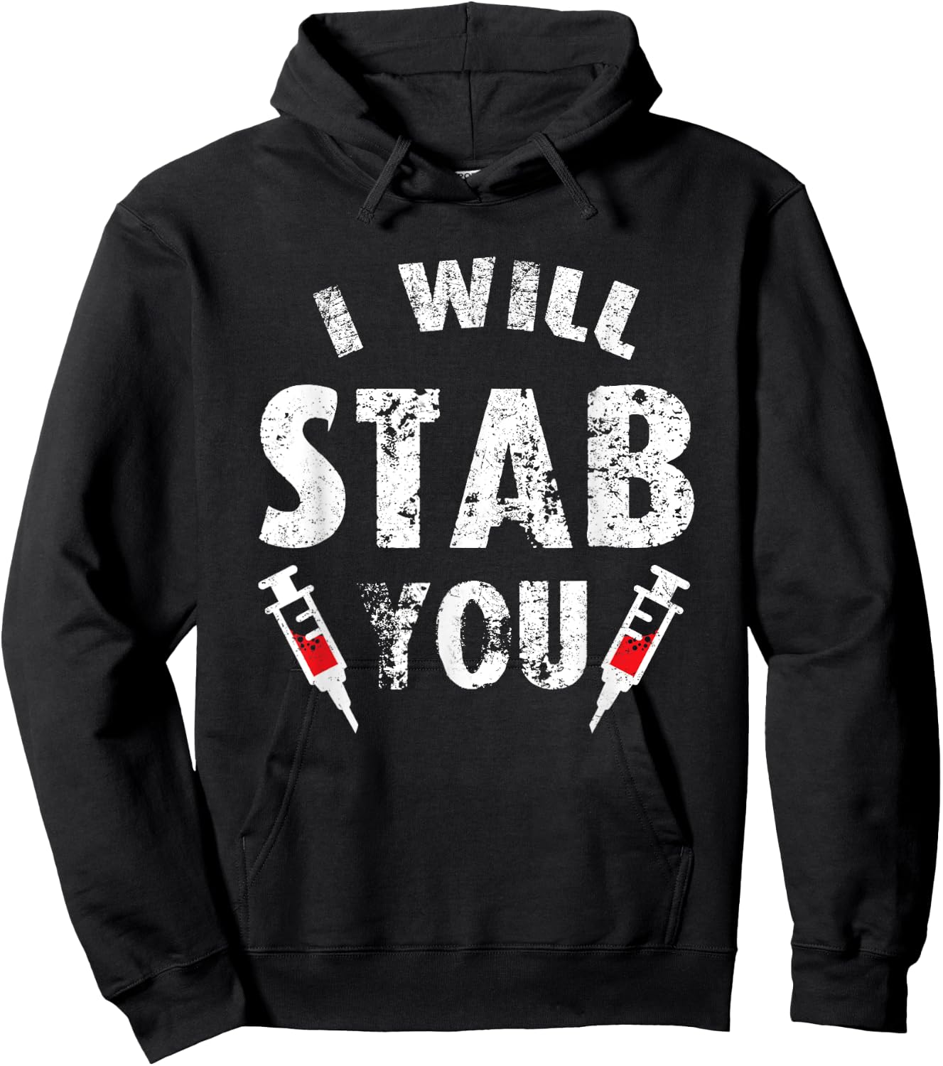 Funny Halloween Nurse Gift I Will Stab You Ghost Hoodie - Hoodie | Black