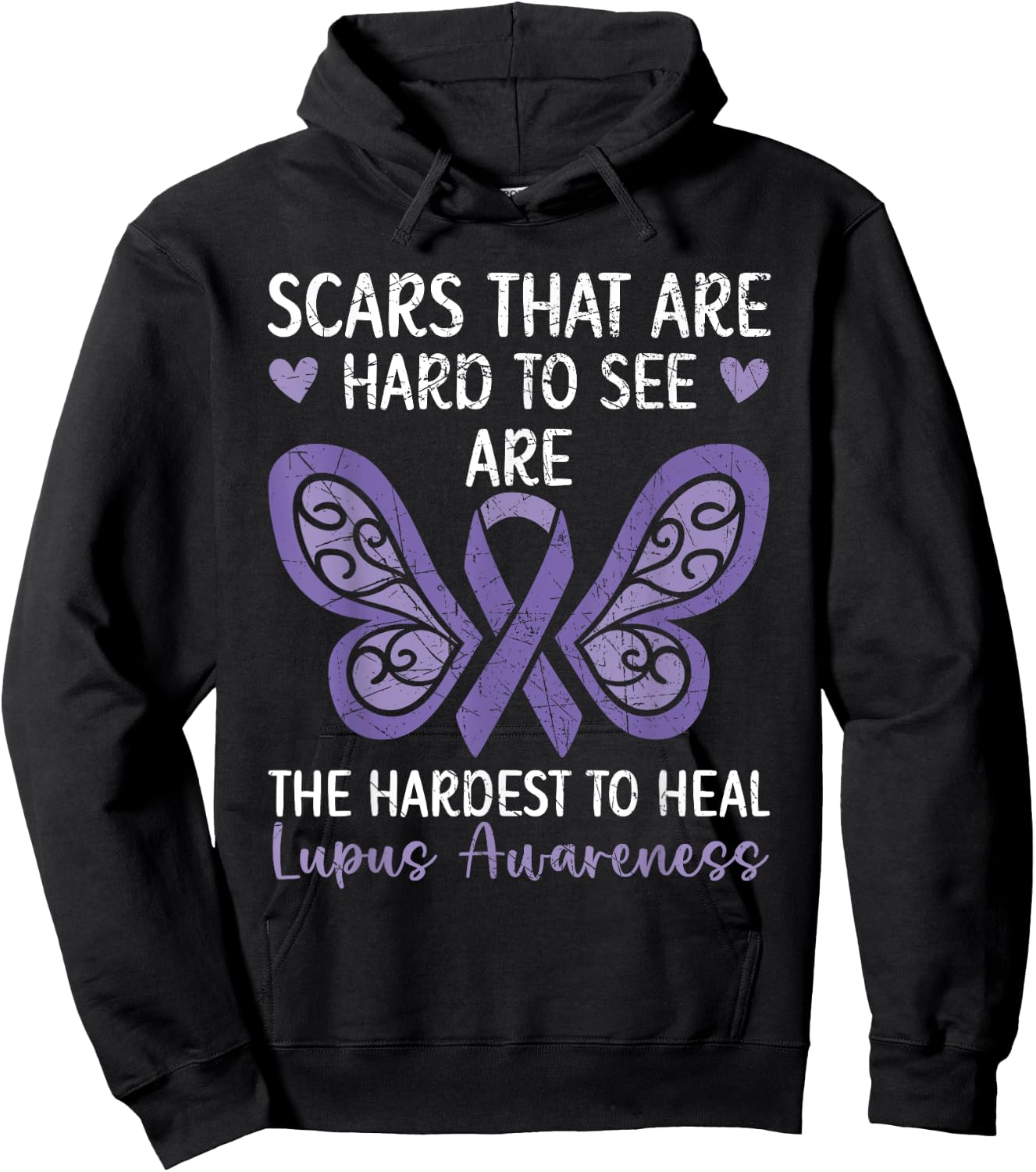 Lupus Warrior Lupus Awareness SteMi Apparel Women's Black Modern Letter Print U-Neck , Small, Short Sleeve, Classic Fit, Pull On, Imported, All Seasons, Lupus Awareness Design Hoodie - Hoodie | Black