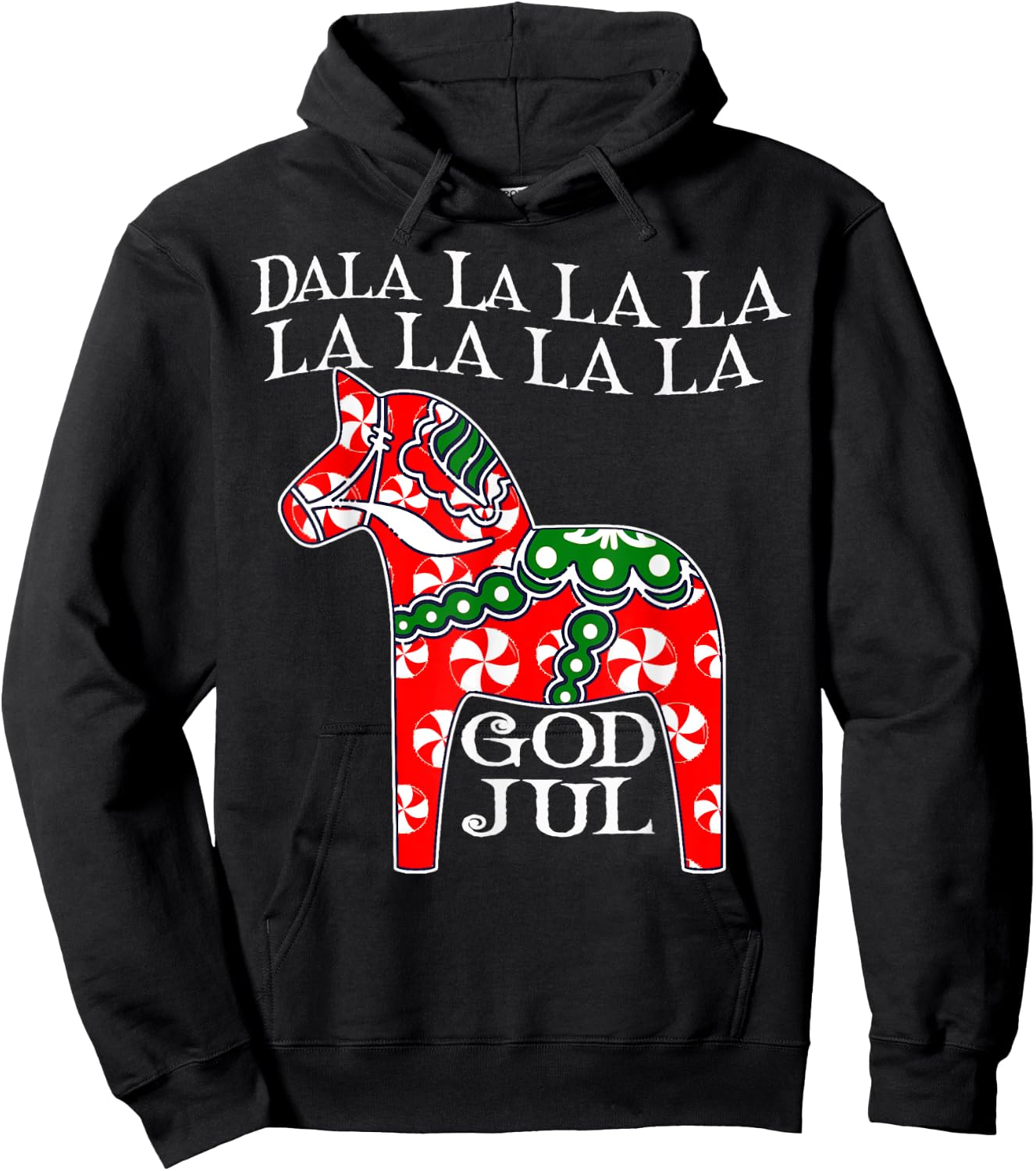 Funny Swedish Christmas God Jul Dala Horse Dalahost Hoodie - Hoodie | Black