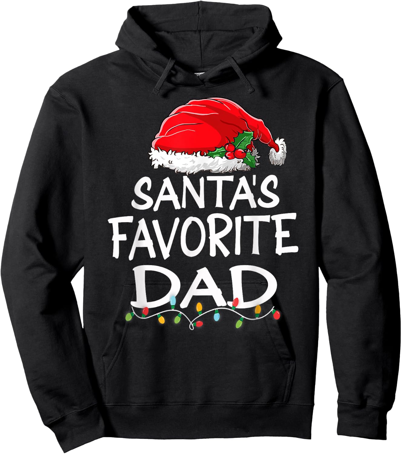 Santa's Favorite Dad Christmas Santa Claus tree lights Daddy Hoodie - Hoodie | Black
