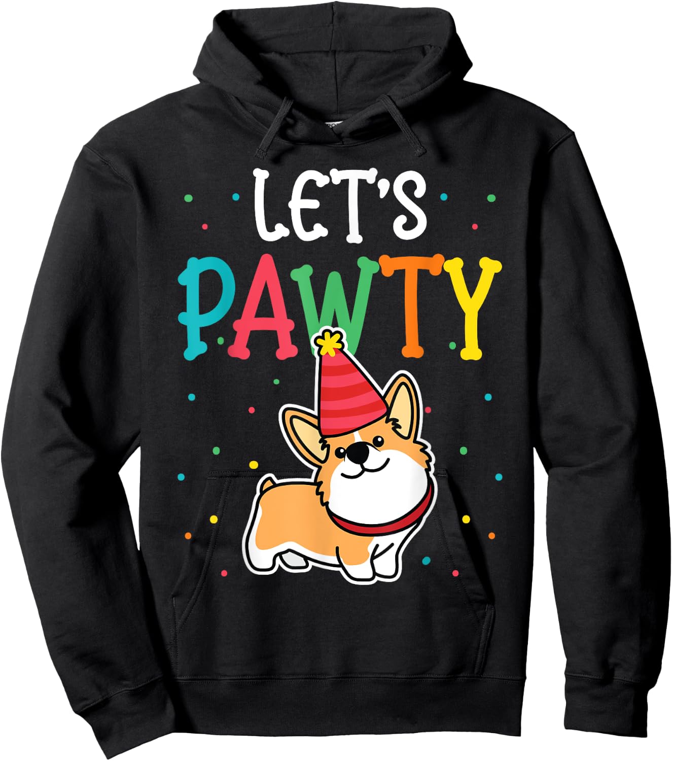 Corgi Birthday Pawty For Dog Themed Kids Party Hoodie - Hoodie | Black