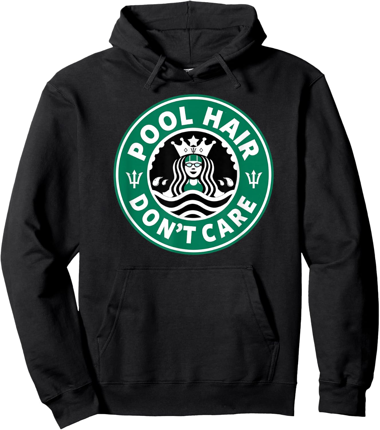 Pool Hair Don't Care Swim Team Swimmers Funny Hoodie - Hoodie | Black