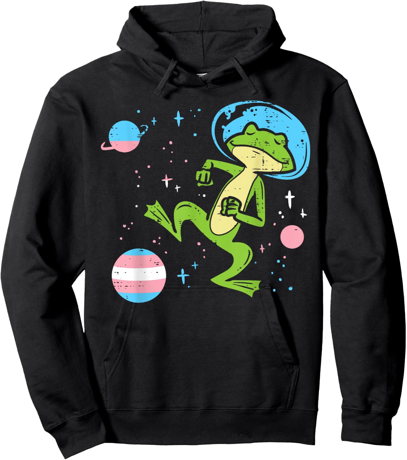 Dancing Astronaut Frog Transgender Planets Trans Pride Flag Hoodie - Hoodie | Black